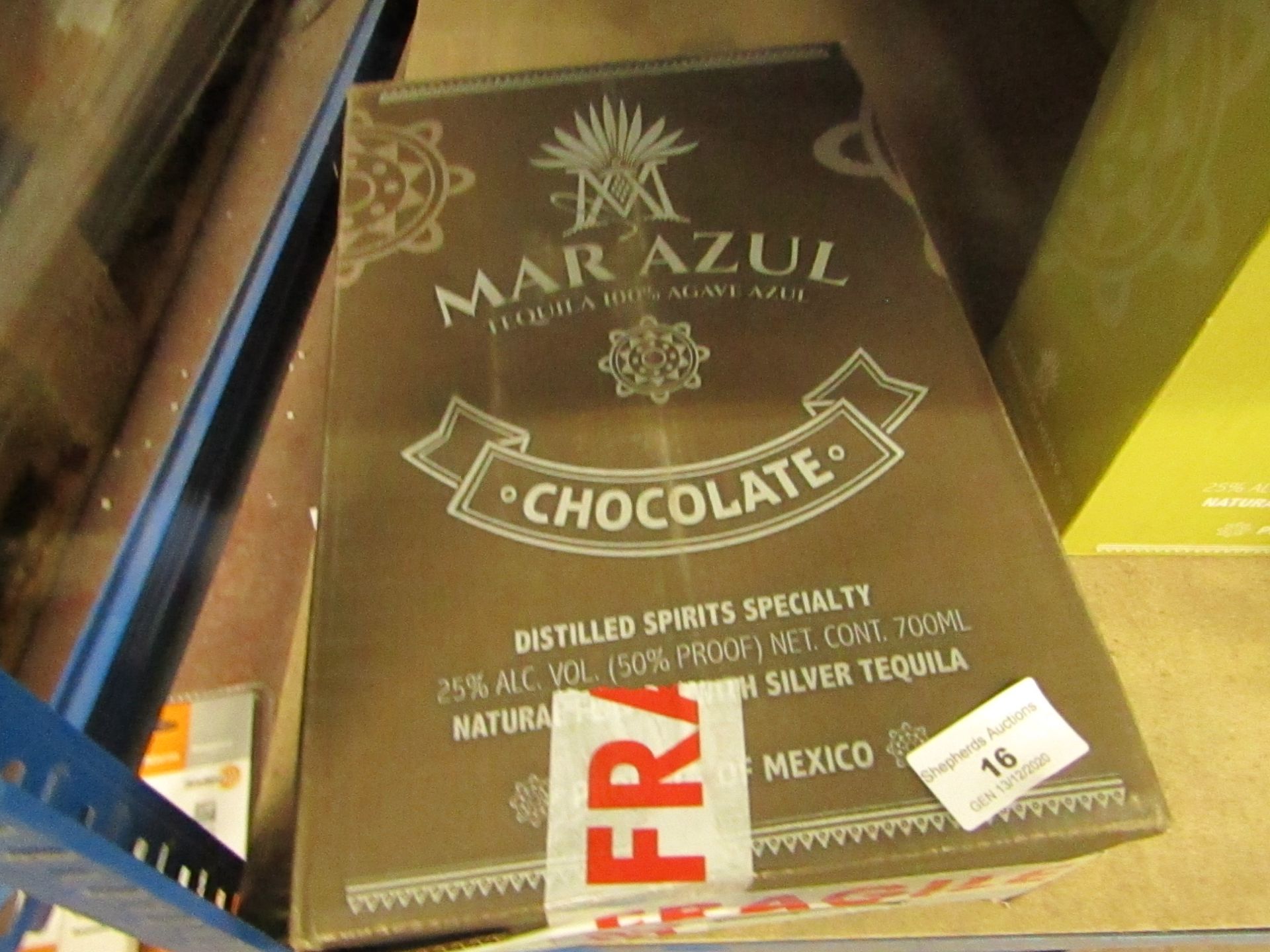 NO VAT!! 1 X 700ml Bottle of Mar Azul Chocolate flavoured Tequila, 25% ABV (50% proof), new and