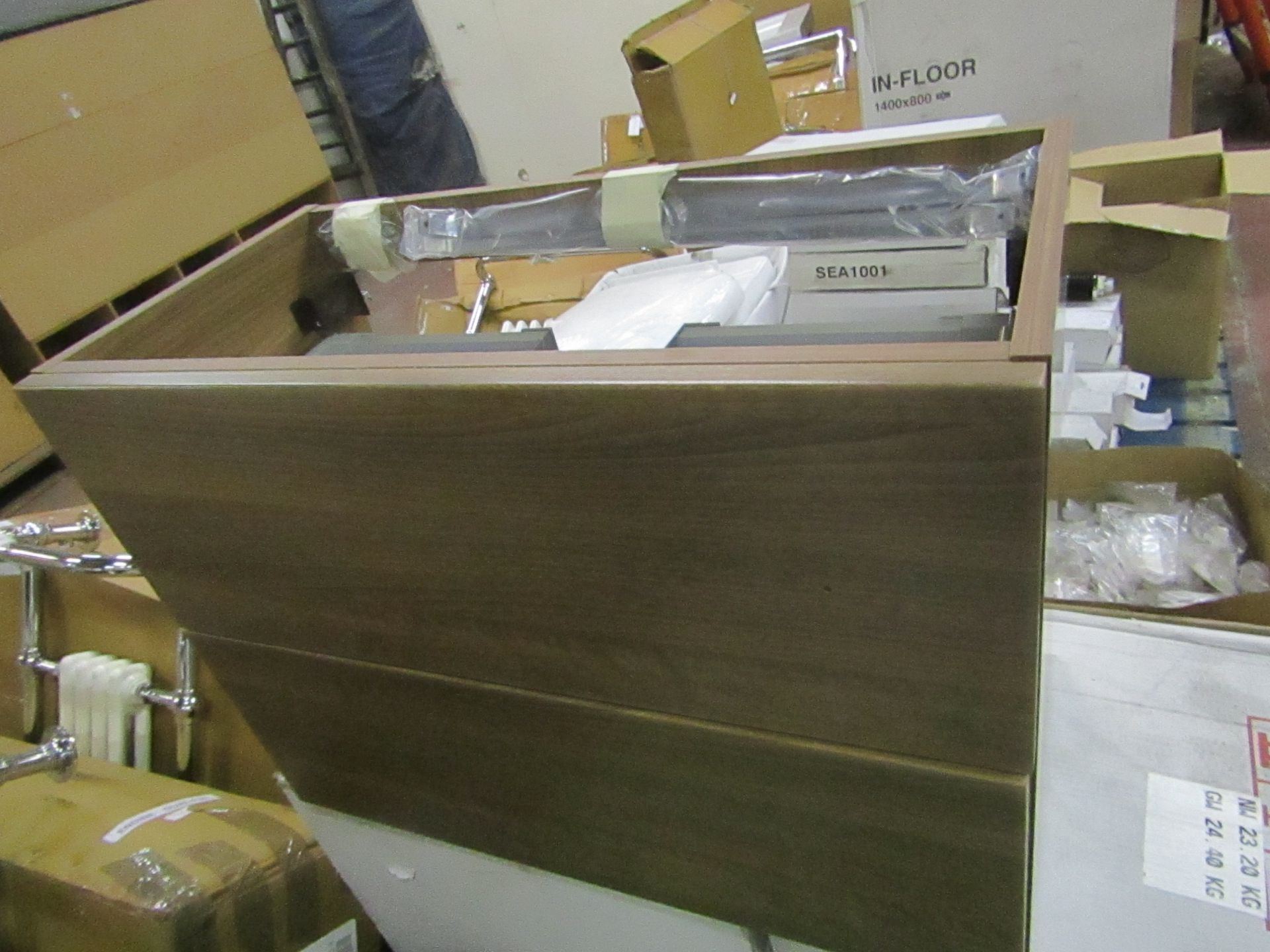 Tavistock Arc walnut 700mm 2 drawer, new and boxed.