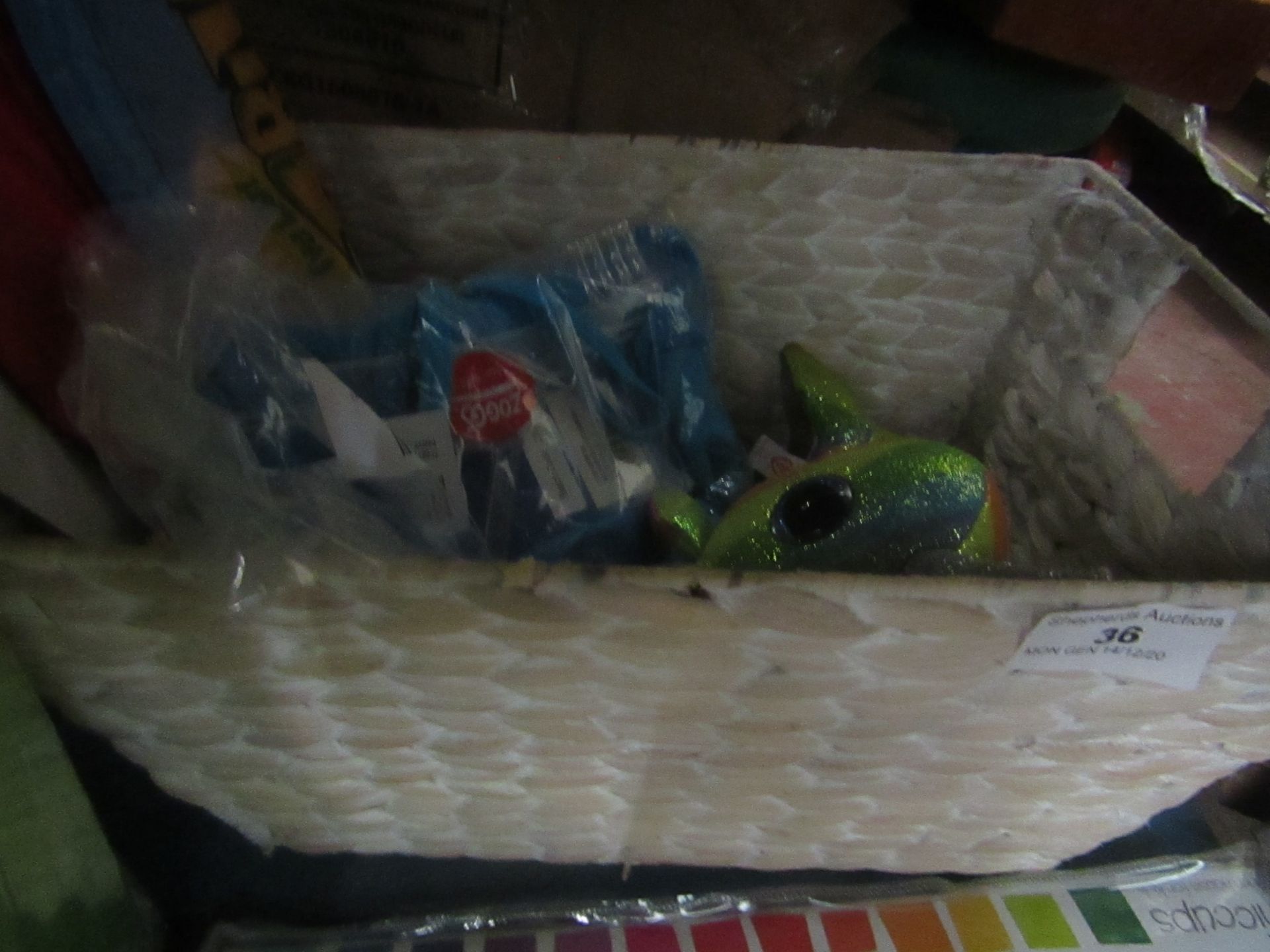 Box of Assorted Items : Unicorn Teddy, Swimwear Etc - Unused.