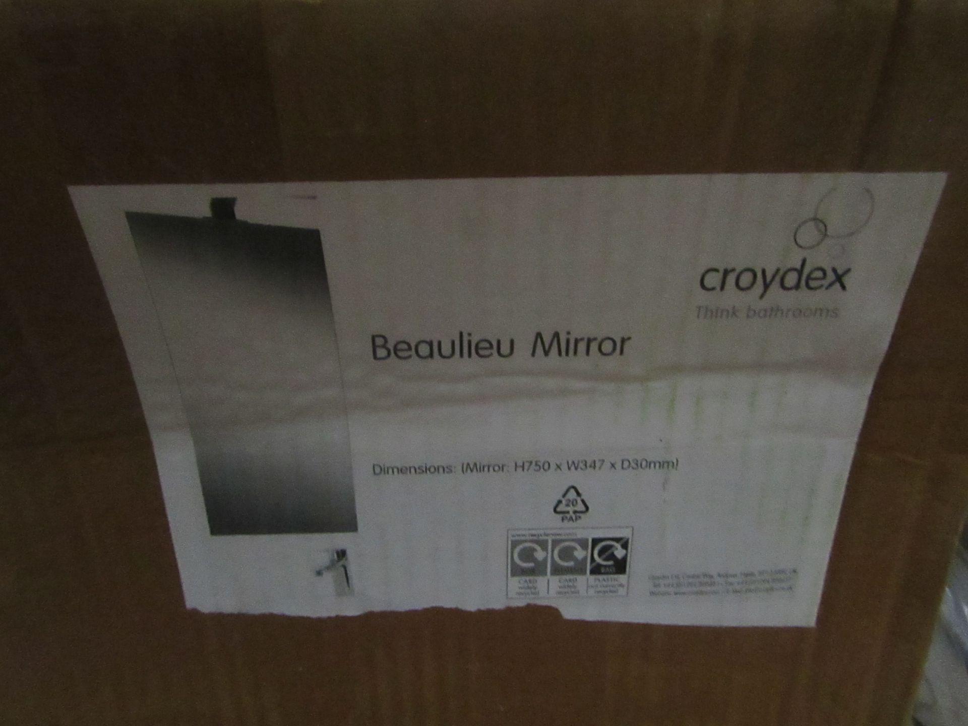 Croydex - Beaulieu Mirror - H750 X W347 X D30MM - Unchecked & Boxed.