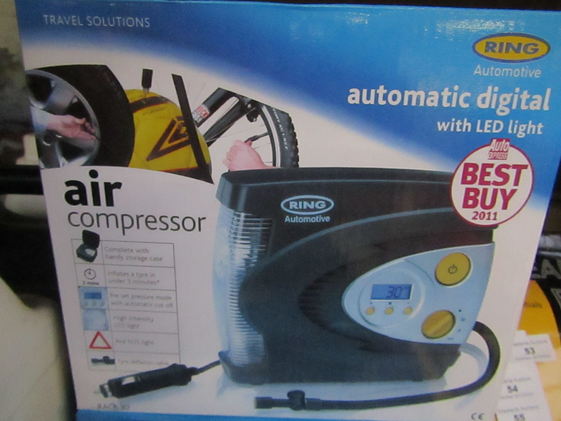 RING - Automatic Digital Air Compressor - Unchecked & Boxed.