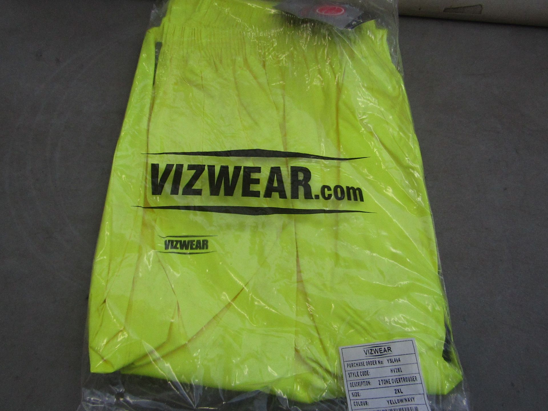 Vizwear - Hi-Vis Yellow 2 Tone OverTrouser - Size 2XL - Unused & Packaged.