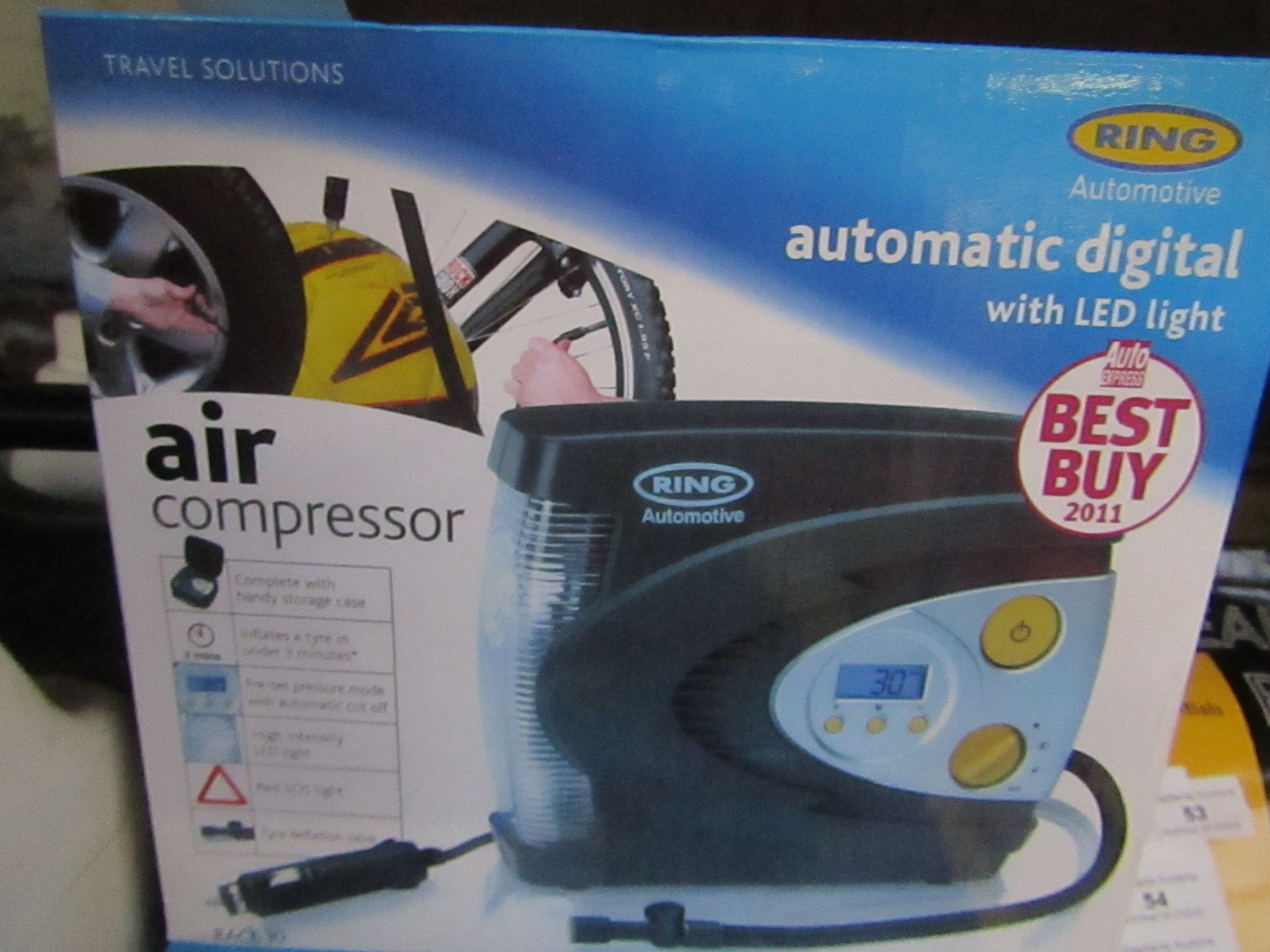 RING - Automatic Digital Air Compressor - Unchecked & Boxed.
