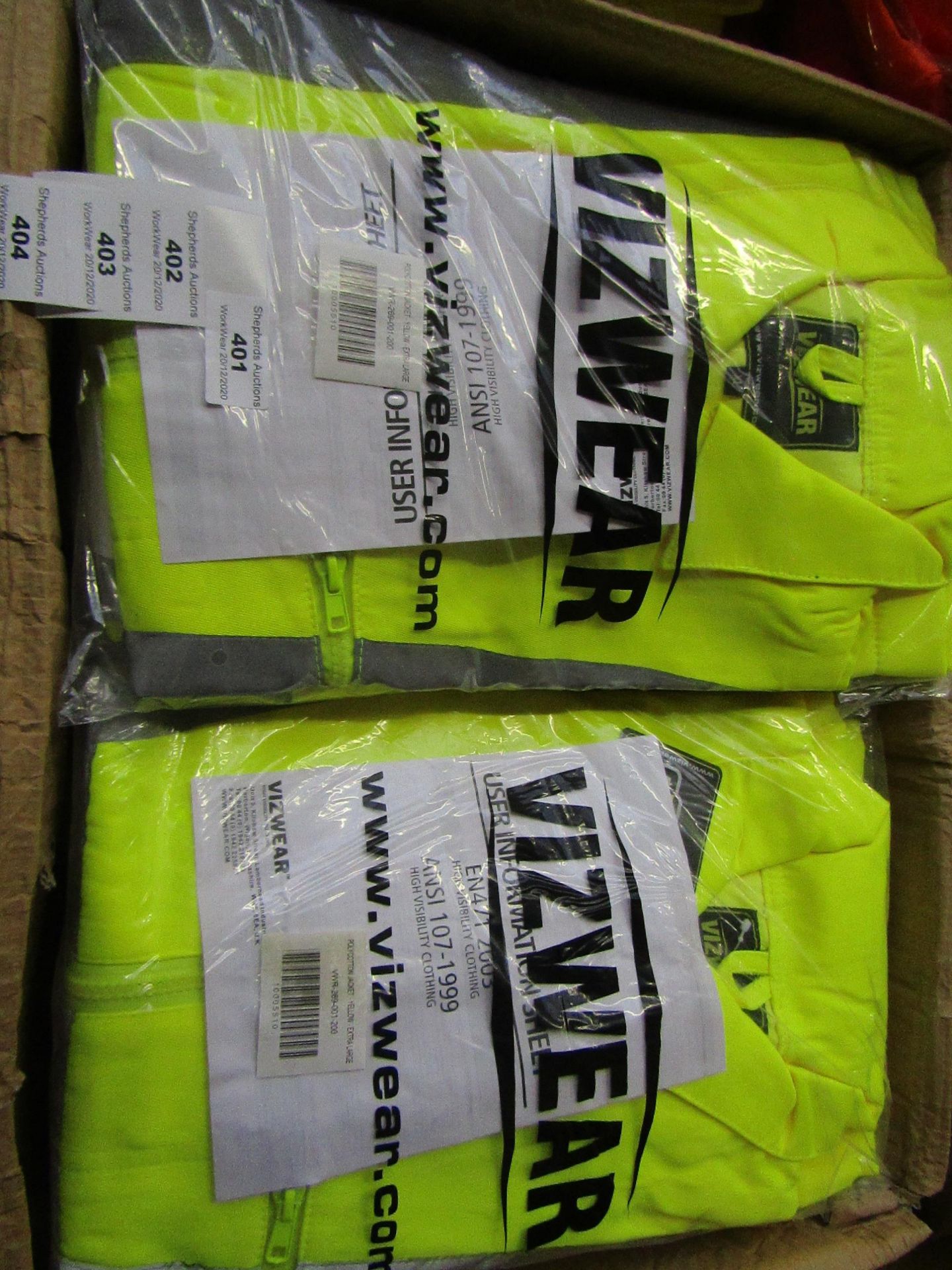 Vizwear - Hi-Vis Yellow Polycotton Jacket - Size XL - Unused & Packaged.