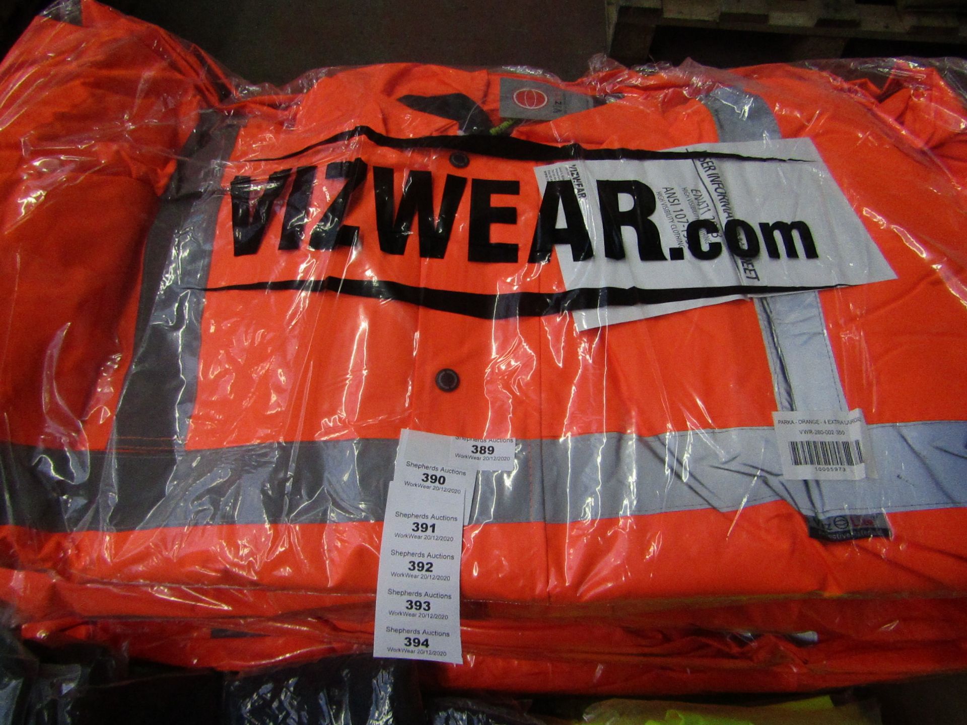 Vizwear - Hi-Vis Orange Parka Coat - Size 4XL - Unused & Packaged.