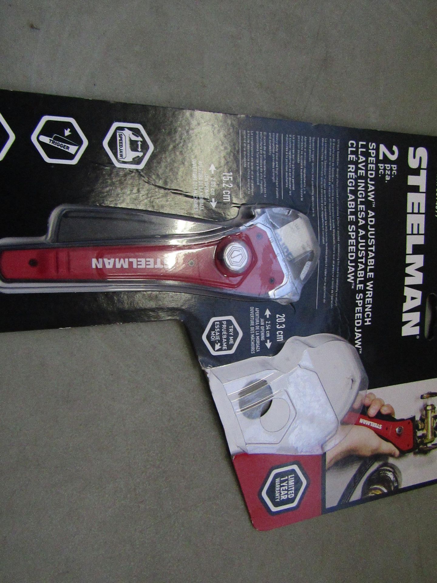 Steelman - SpeedJaw Adjustable Wrench - (Only One Wrench Present) - & Packaged.