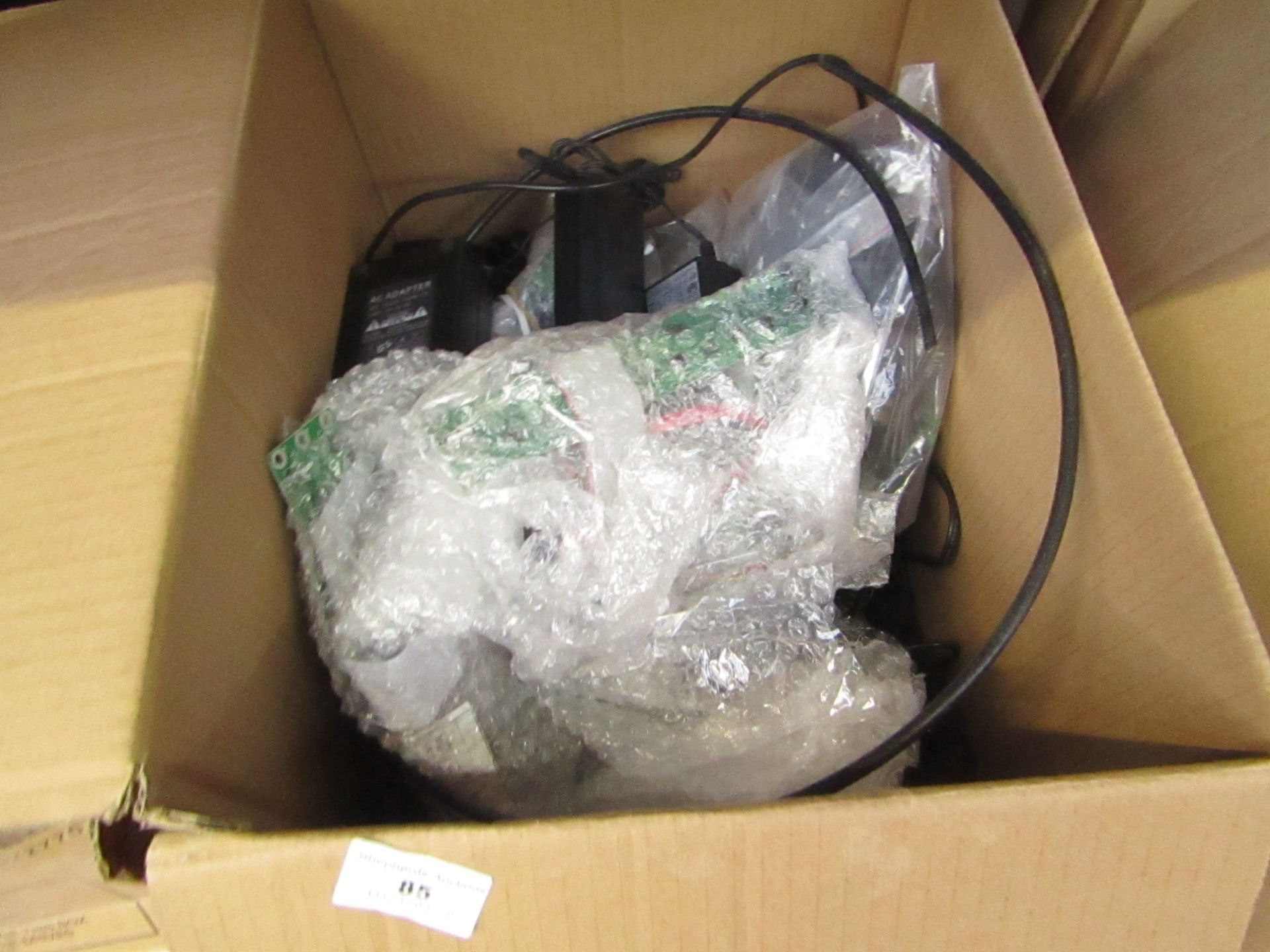 Box of random electrical goods - AC adapters random circuit boards note this lot is completely