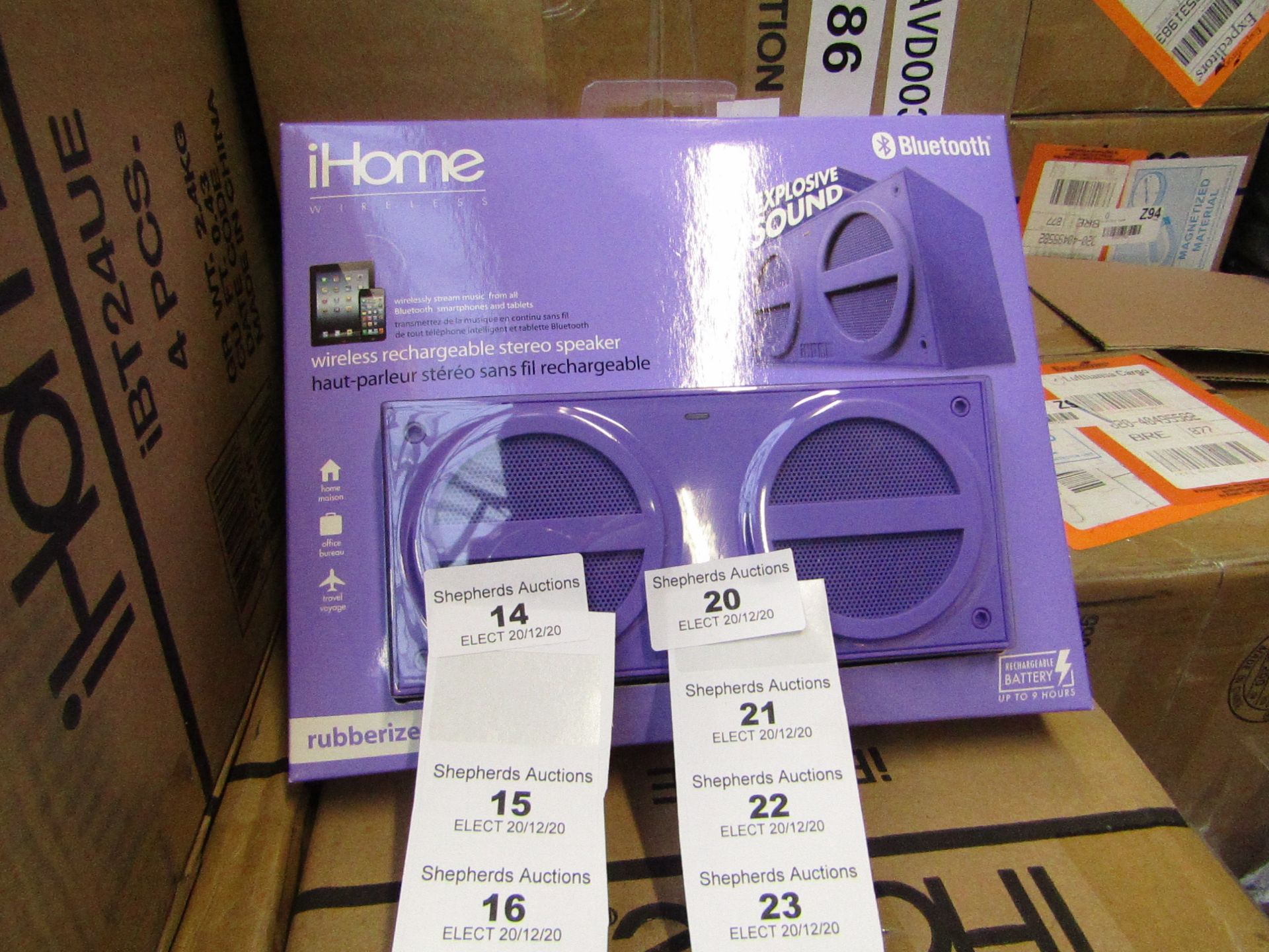 Ihome wireless rechargeable stereo speaker - New & Packaged