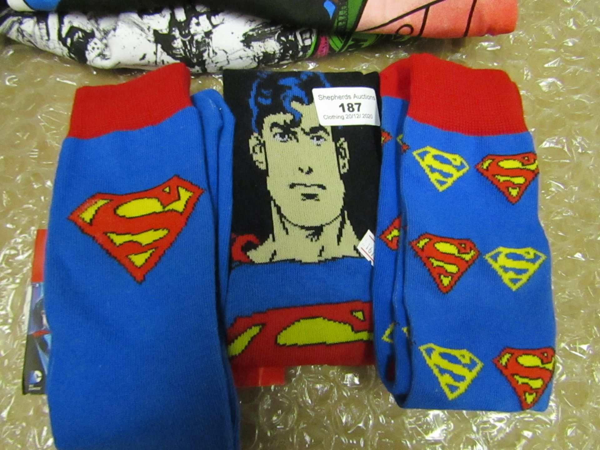 PK of 3 Mens Superman Socks One Size,With Packaging