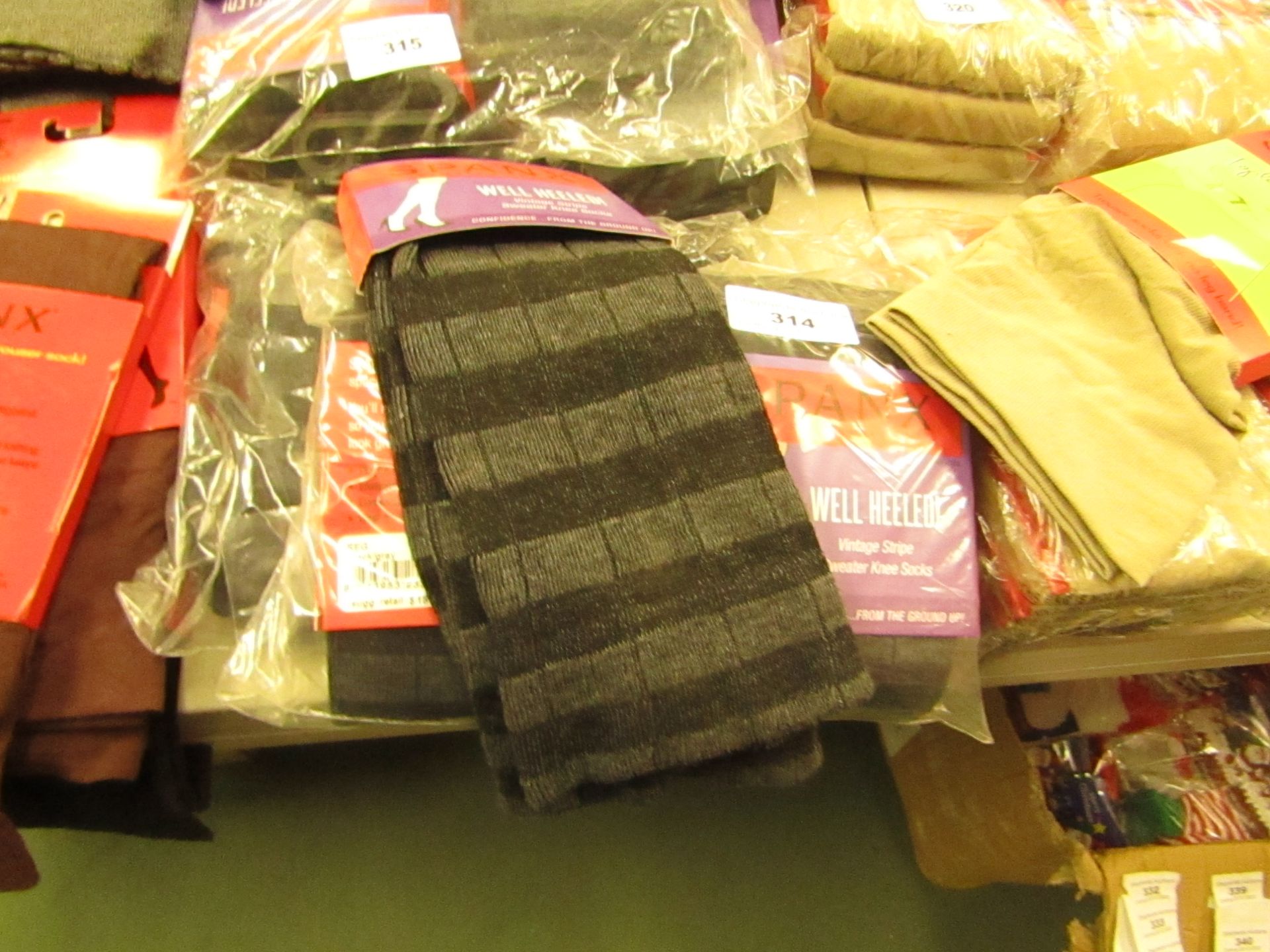 6x pairs of Spanx well healed vintage stripe sweater knee socks, new, RRP £4 each pair