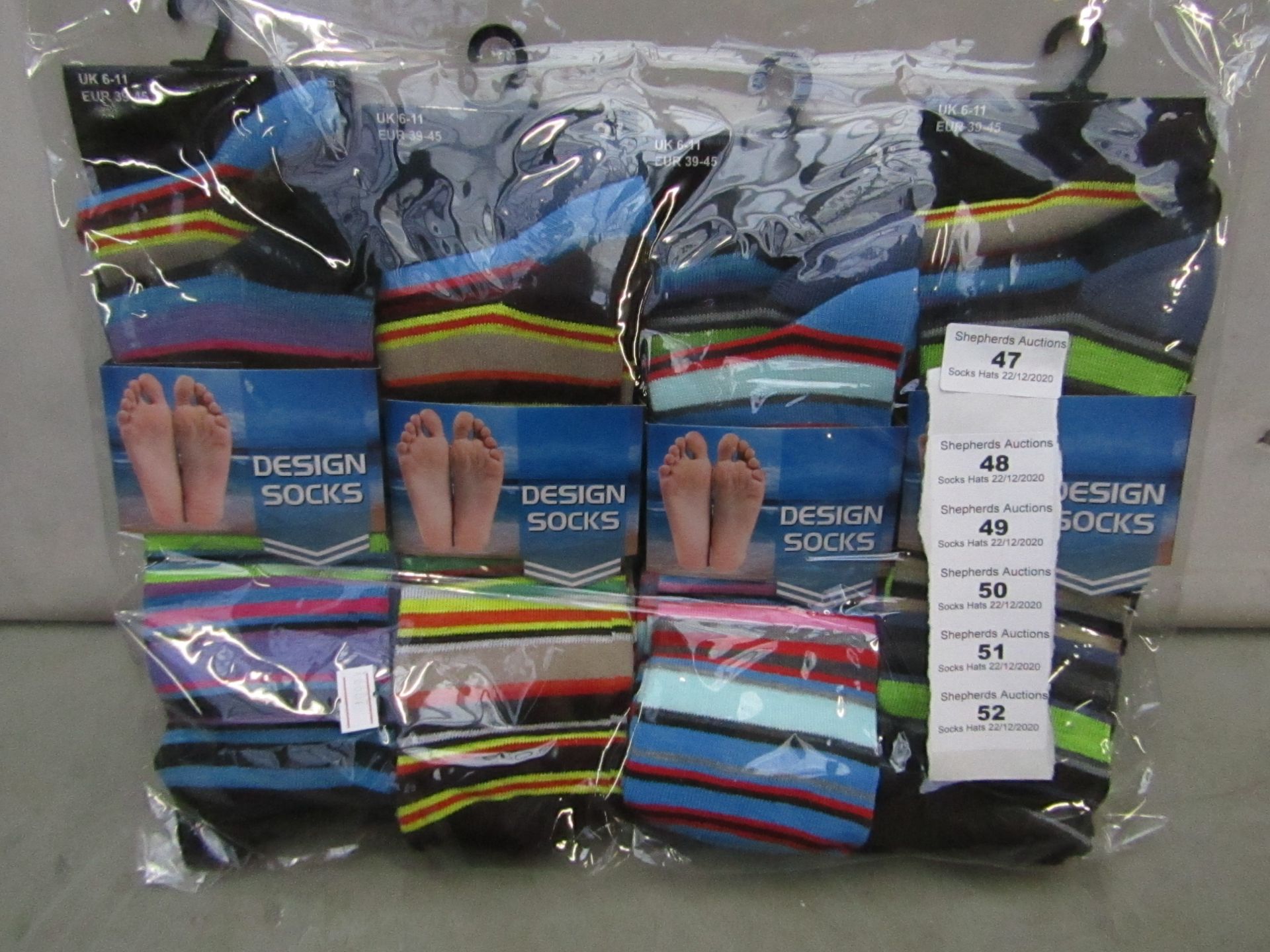 Pack Of 12 - Fresh Feel - Design Socks - Size 6-11 - Assorted Colour Pack - New & Packaged.