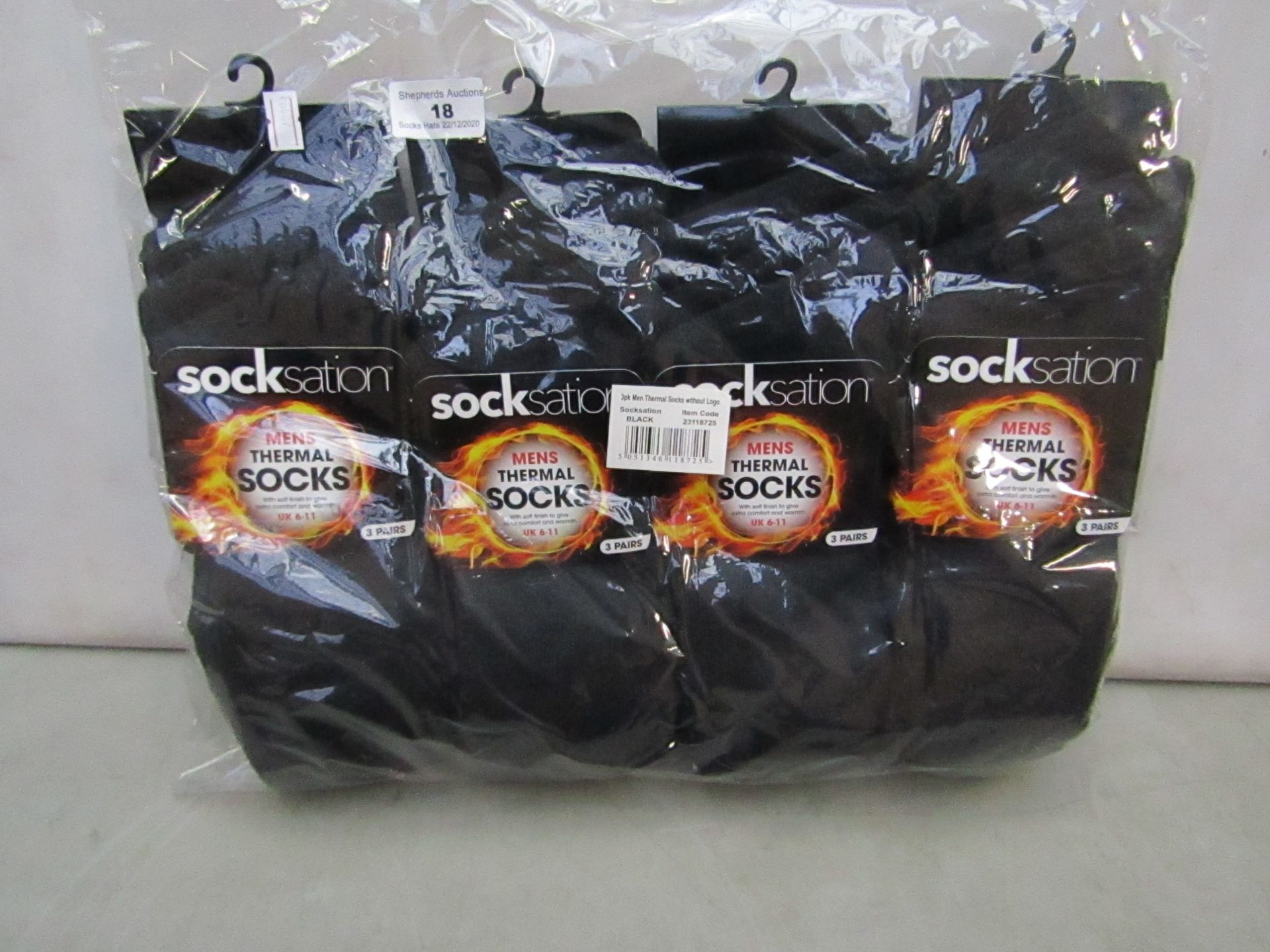 Pack Of 12 - SockNation - Men's Thermal Socks - Size 6-11 - New & Packaged.