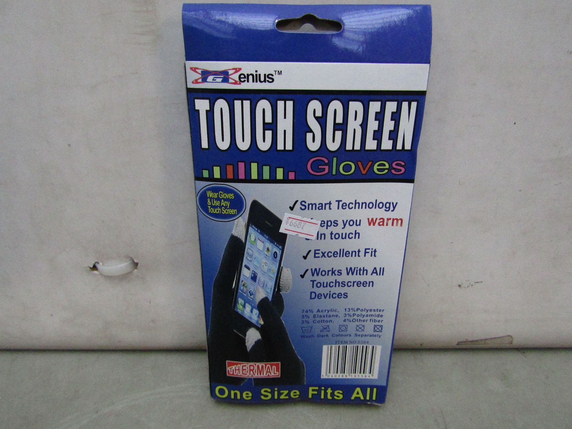 5x Genius - Touch Screen Gloves (Smart Technology, Works With Al Touchscreen Devices) - One Size