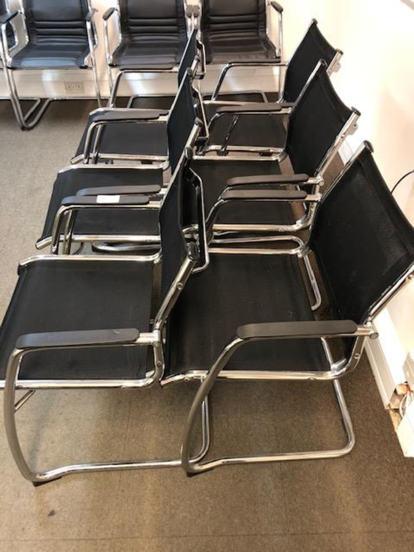 (6) Black mesh & chrome static meeting chairs - Image 2 of 2