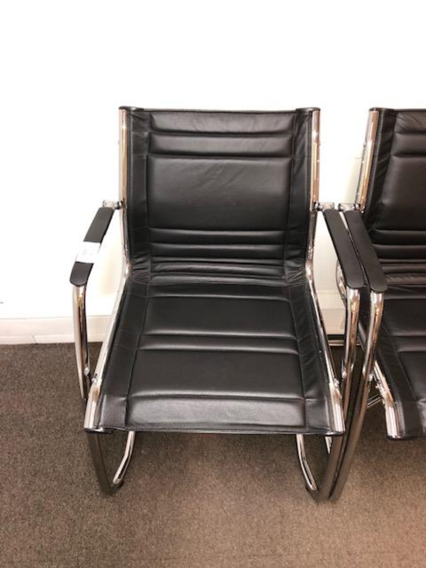 (4) Faux leather & chrome static meeting chairs - Image 2 of 2