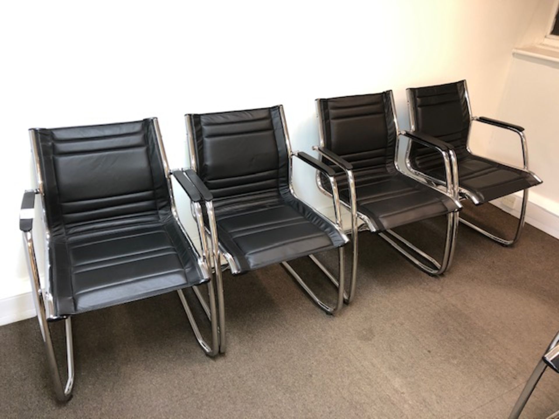 (4) Faux leather & chrome static meeting chairs