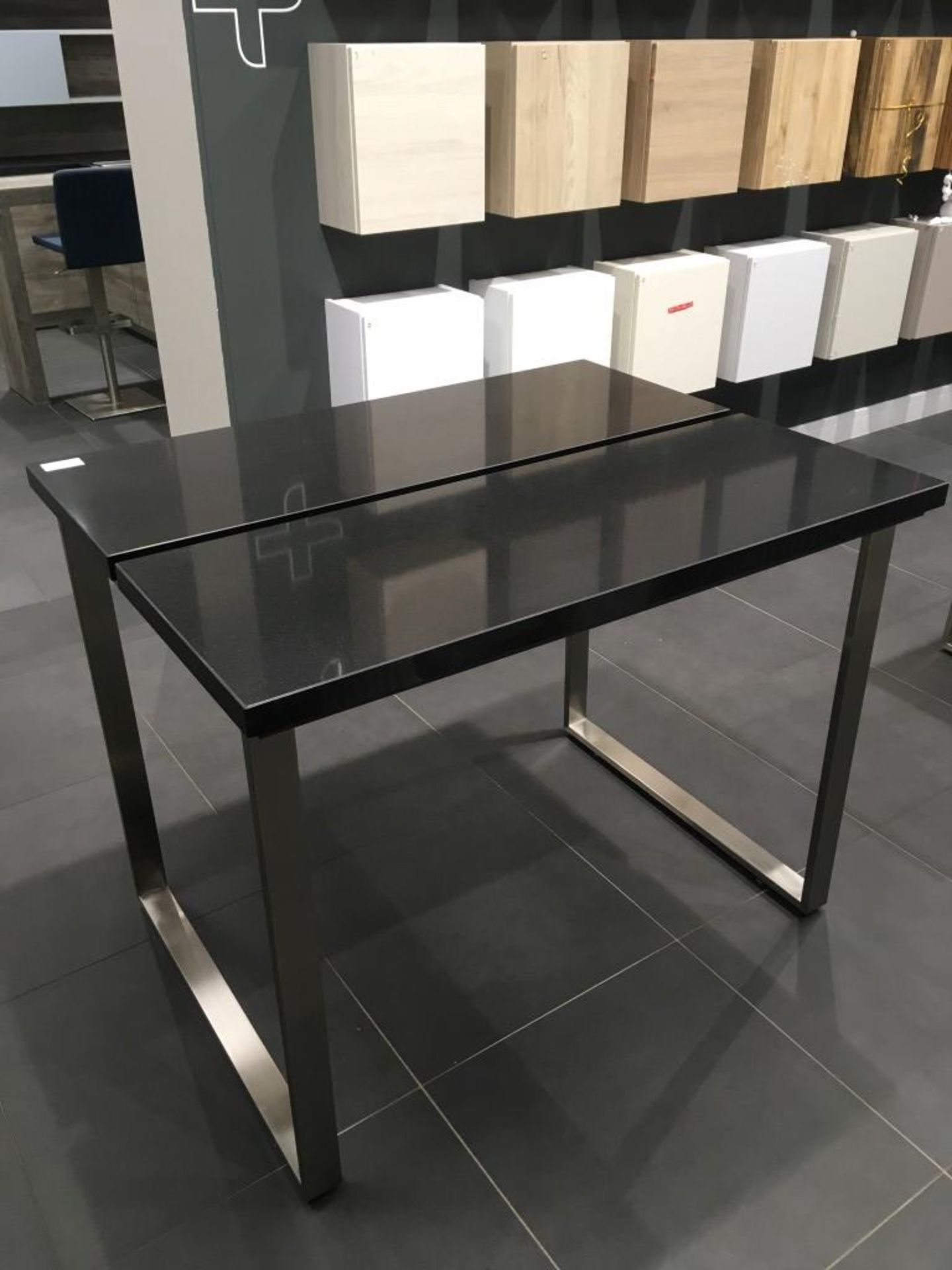 Schmidt black two piece table with chrome frame