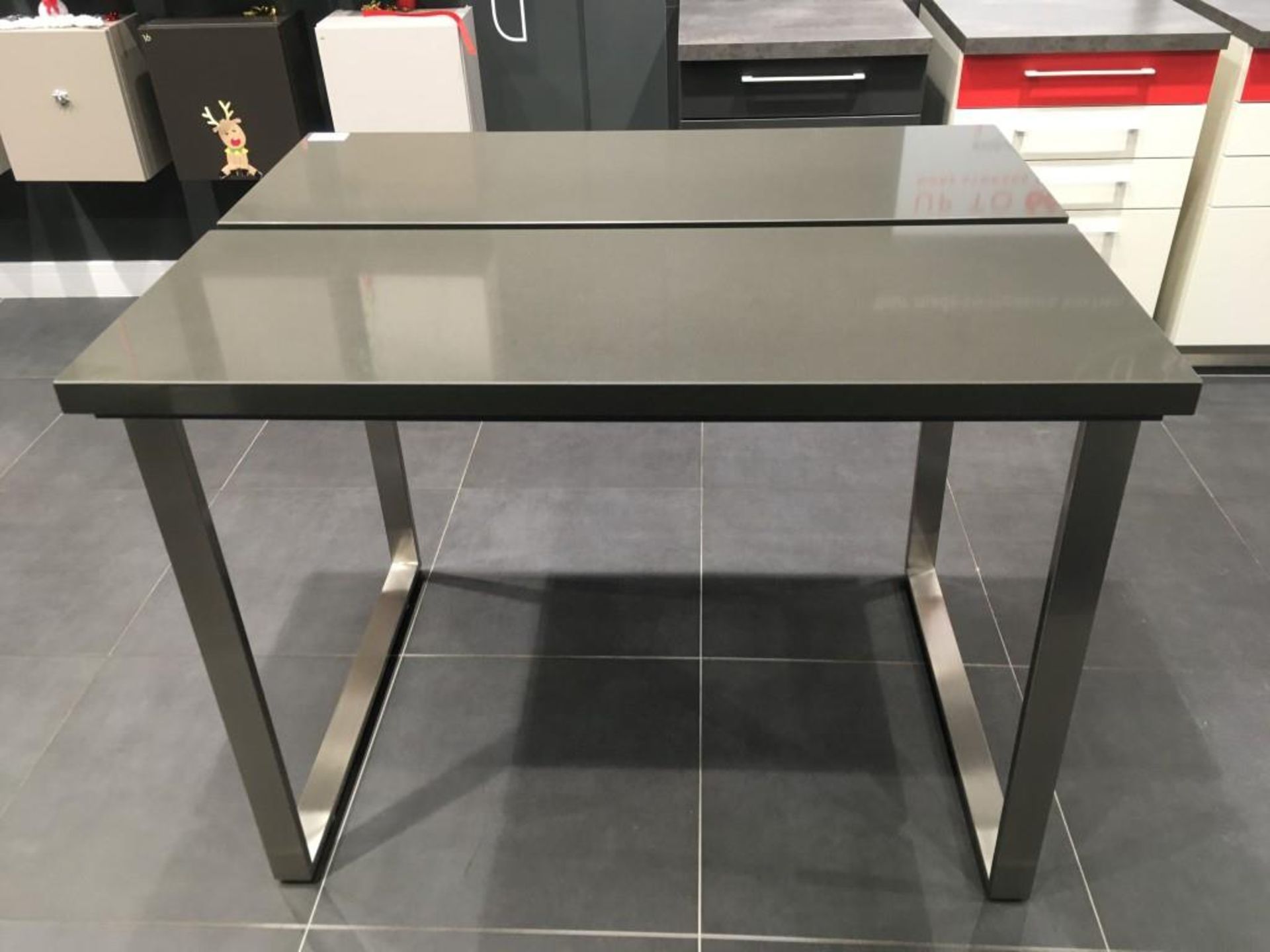 Schmidt grey two piece table with chrome frame