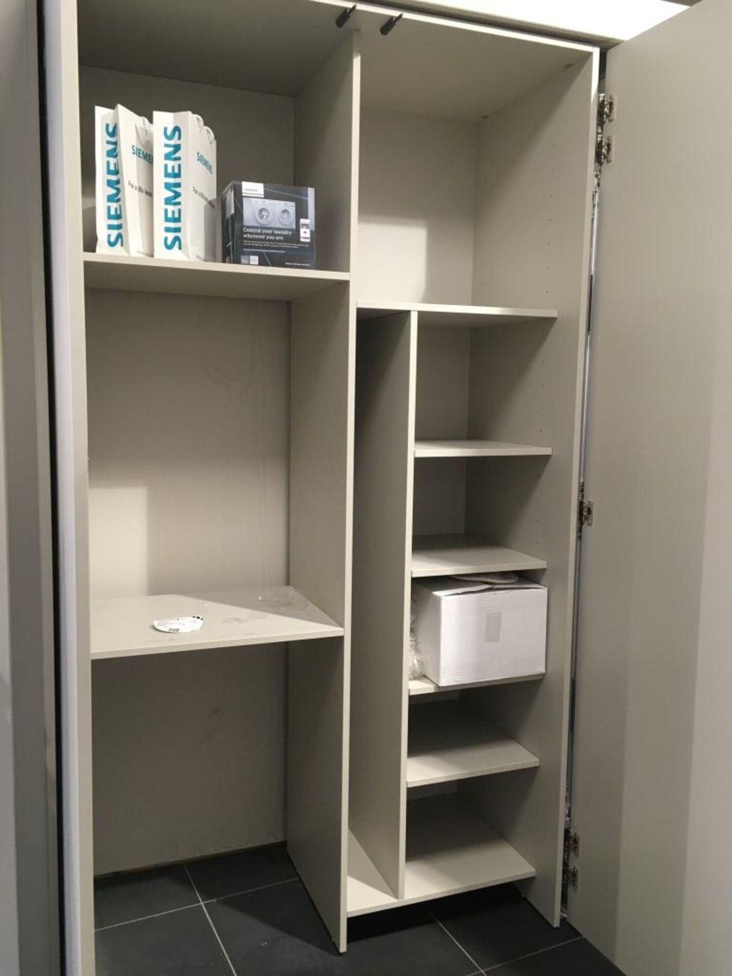 Schmidt cream integrated 7' four door cupboard / storage area - Image 3 of 4