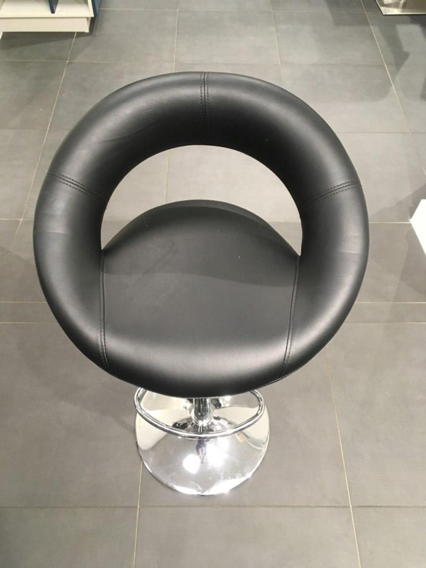 (6) Black faux leather breakfast bar stools with chrome base - Image 3 of 3