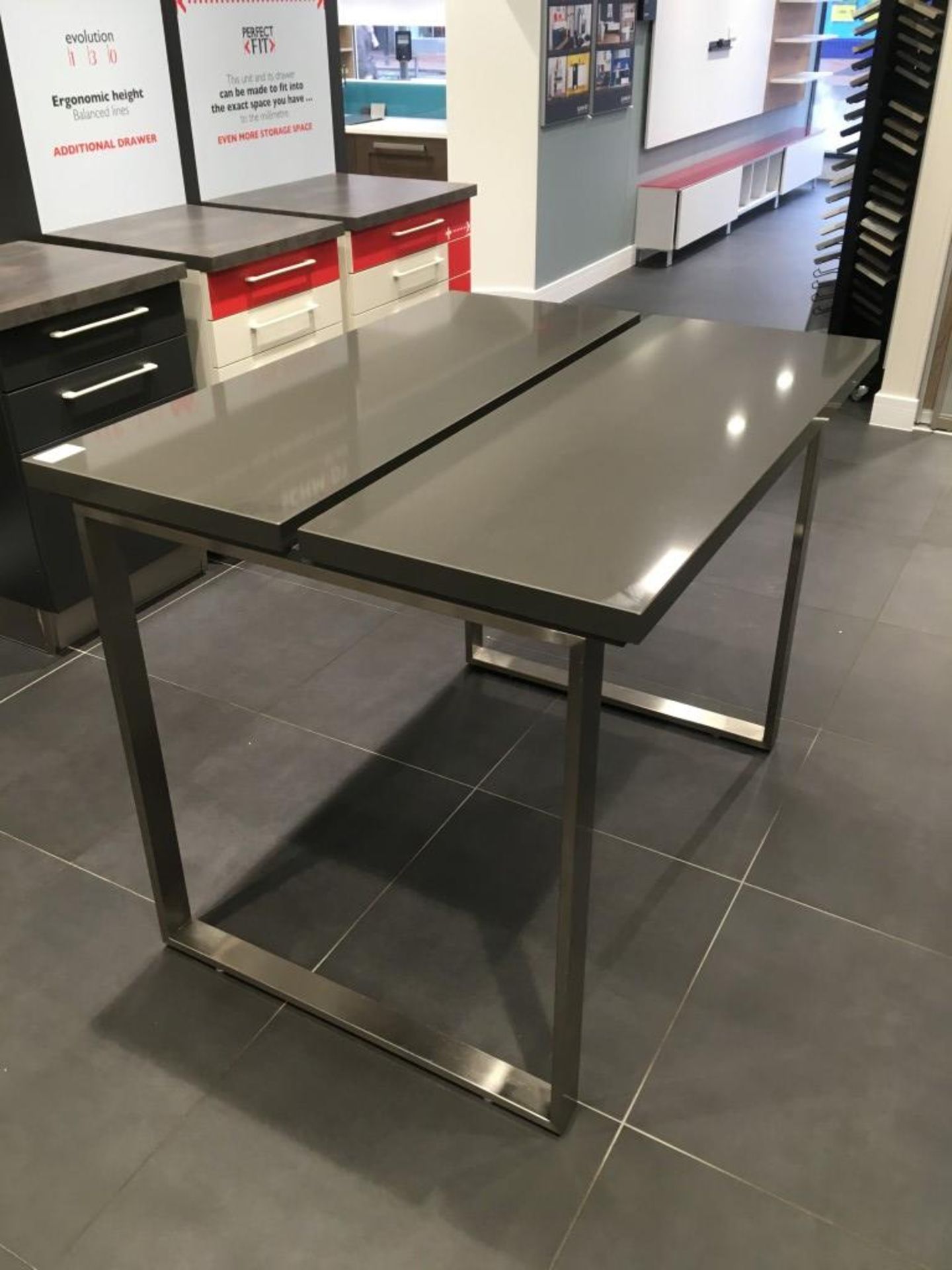 Schmidt grey two piece table with chrome frame - Image 2 of 2