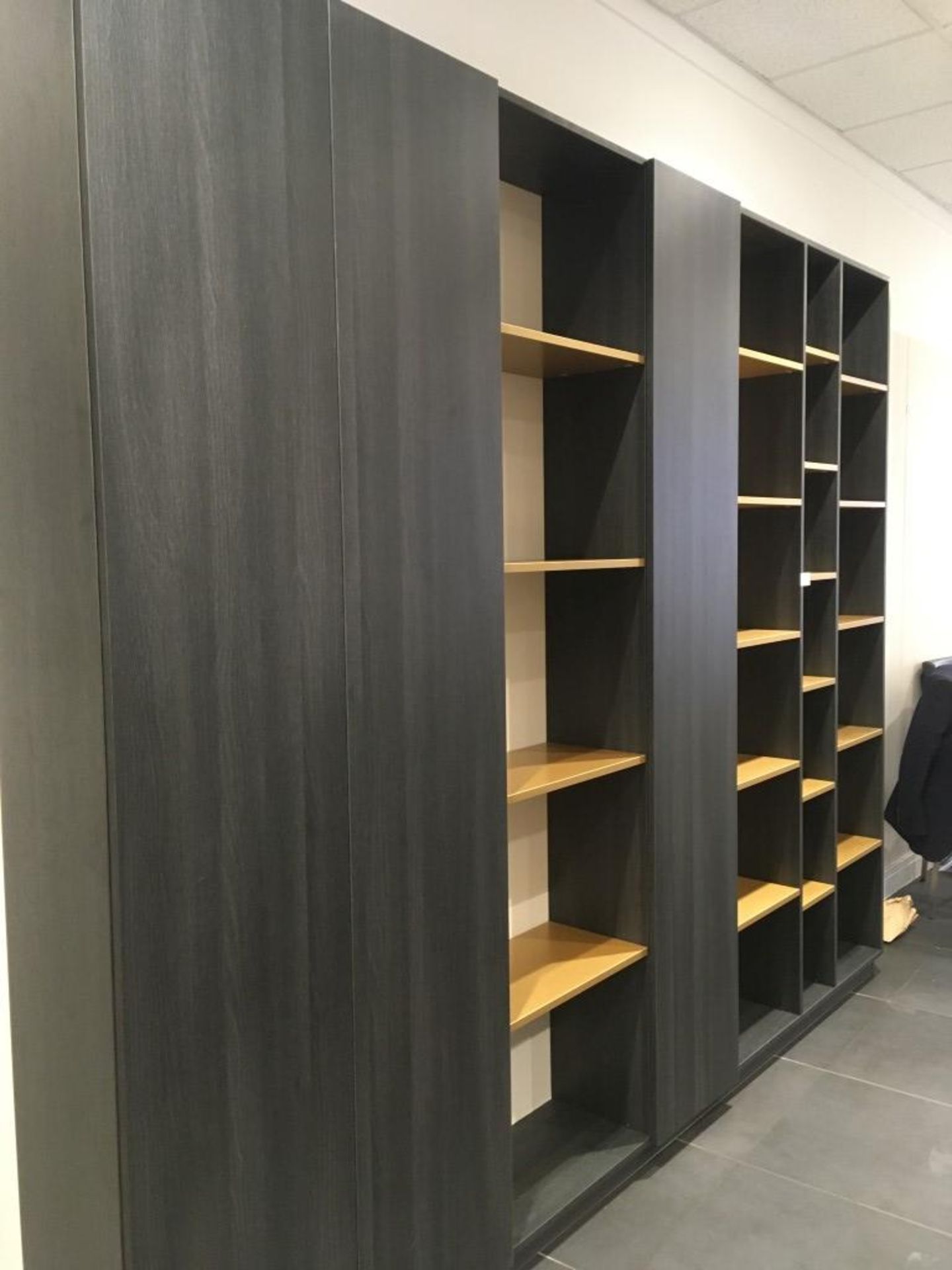 Schmidt charcoal & gold 7' storage unit including (3) cupboards & shelving - Image 2 of 3