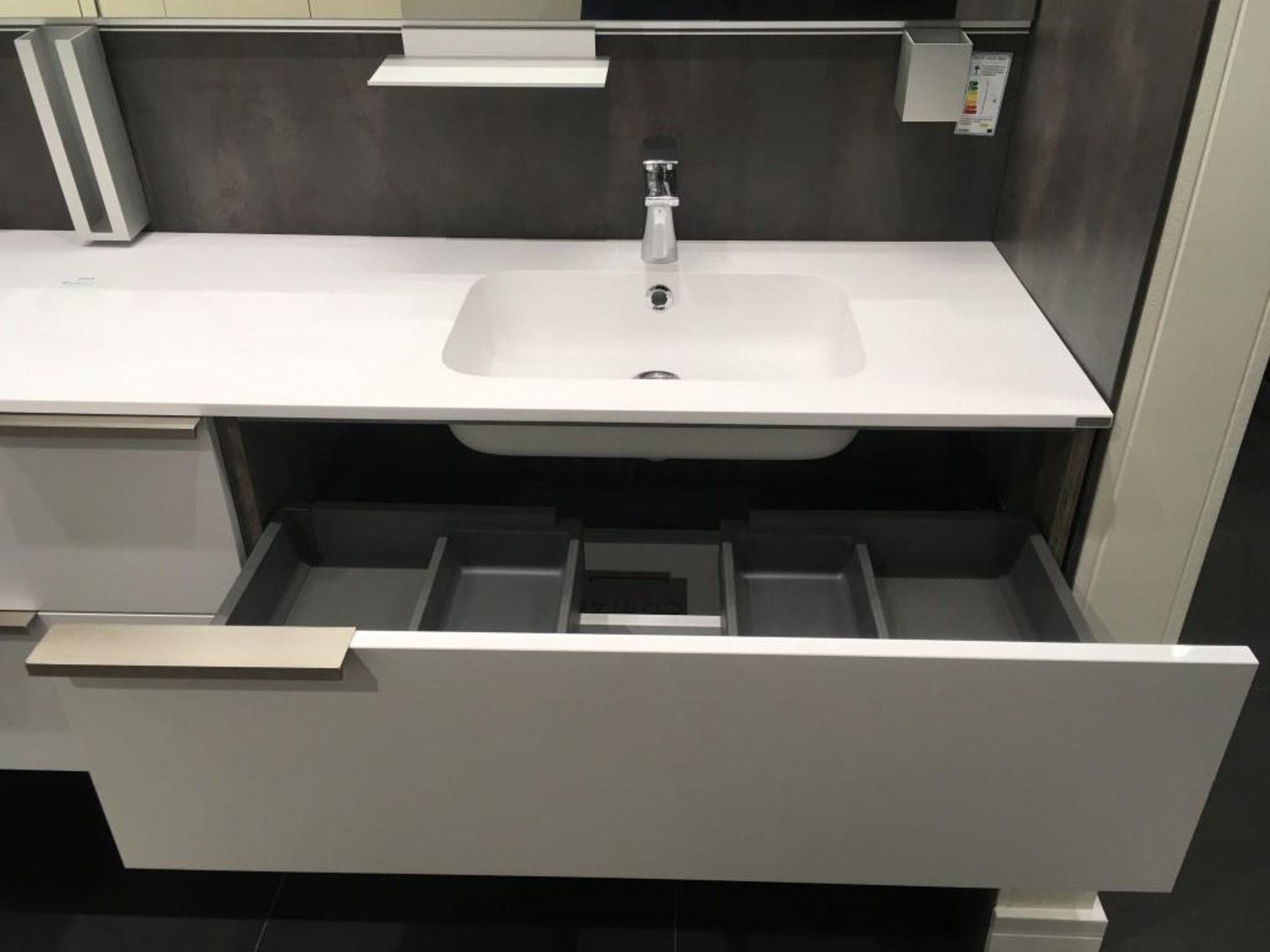 Innovation soft touch white worktop with his & hers sinks & (2) Guslielmi taps - Image 3 of 4