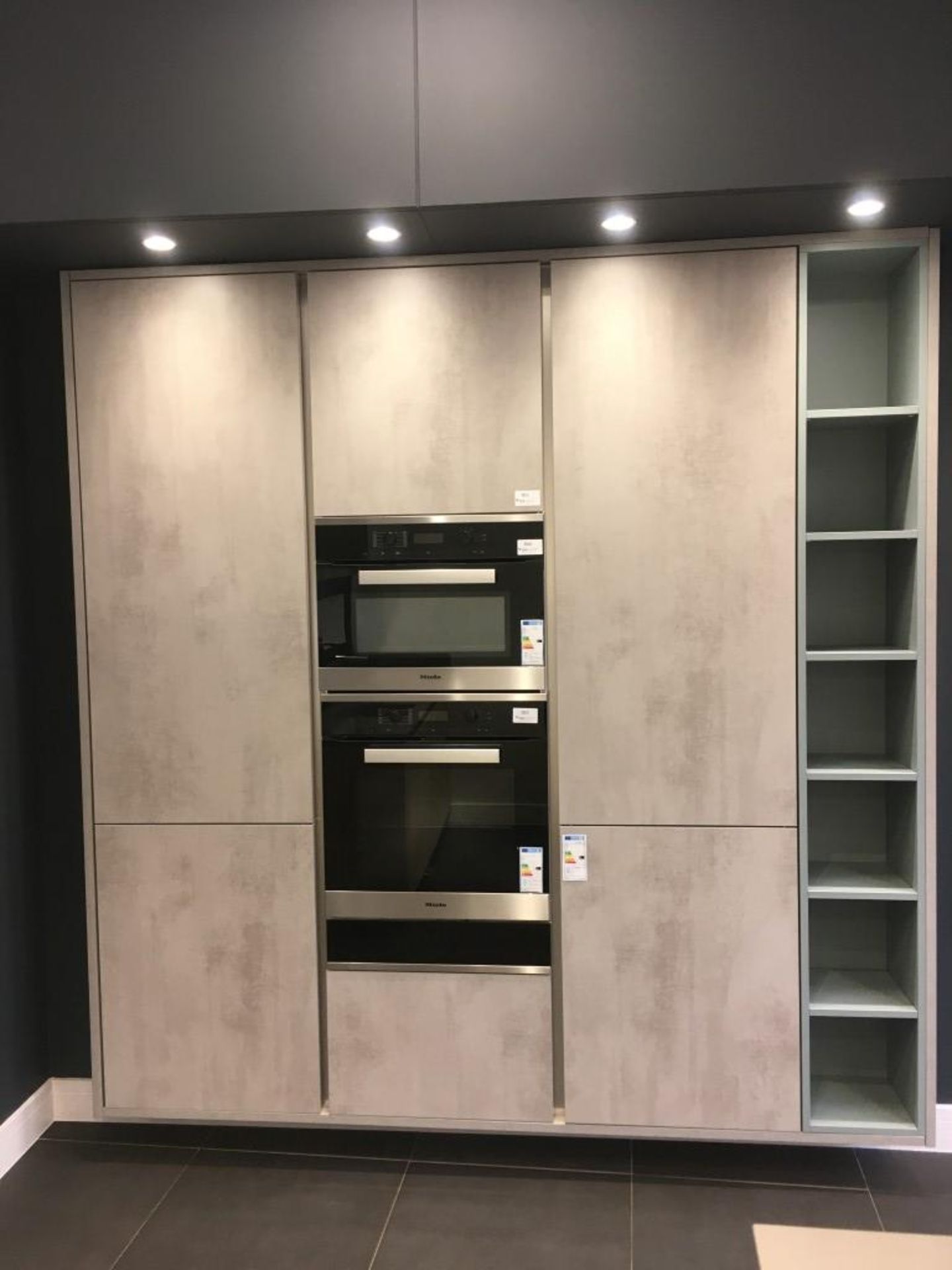 Schmidt kitchen including (3) cupboards (1) drawer & shelving unit