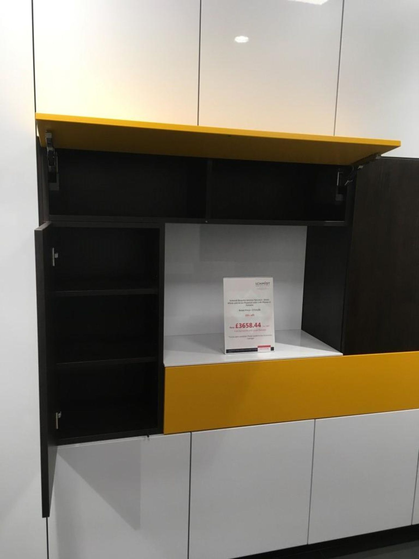 Schmidt fitted dark wood & high gloss storage unit with (12) cupboards & (10) shelves - Image 4 of 8