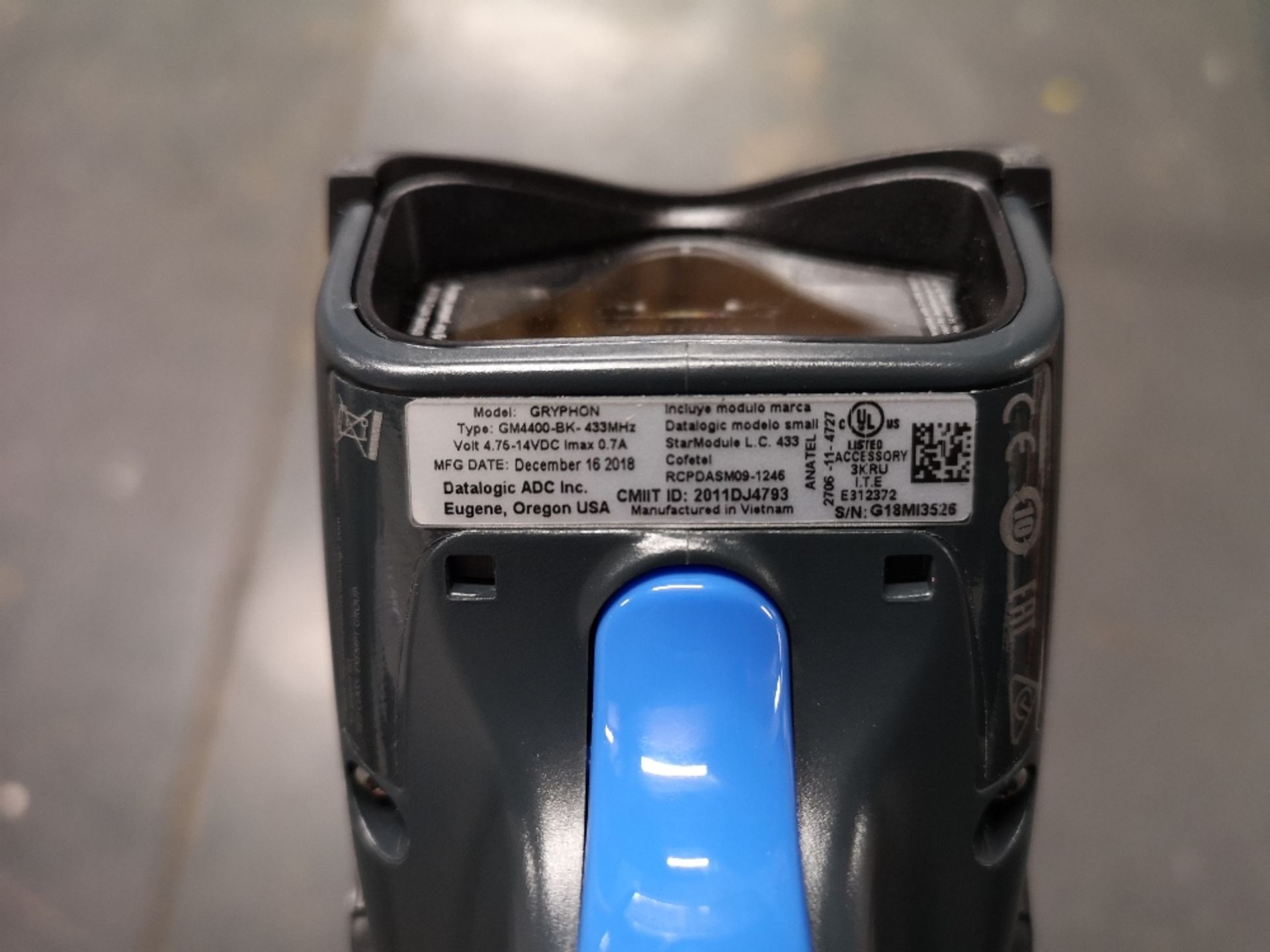 (4) Datalogic Wireless Barcode Scanners Model: Gryphon Type: GM4400-BK-443 Mhz - Image 5 of 5