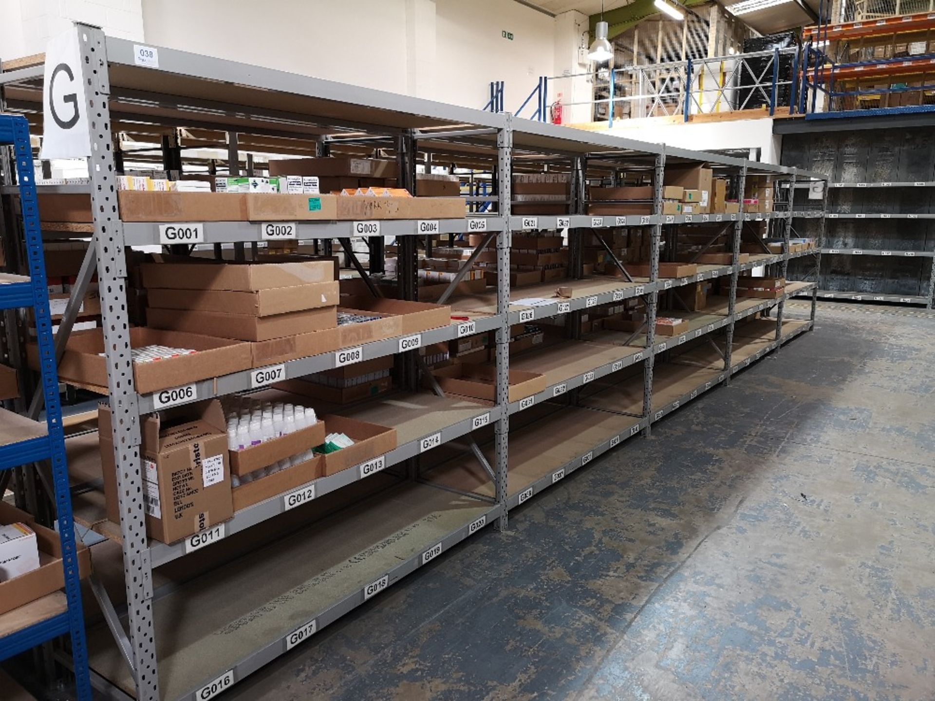 (52) Bays of four tier light duty shelving