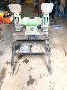 Bench grinder on steel stand