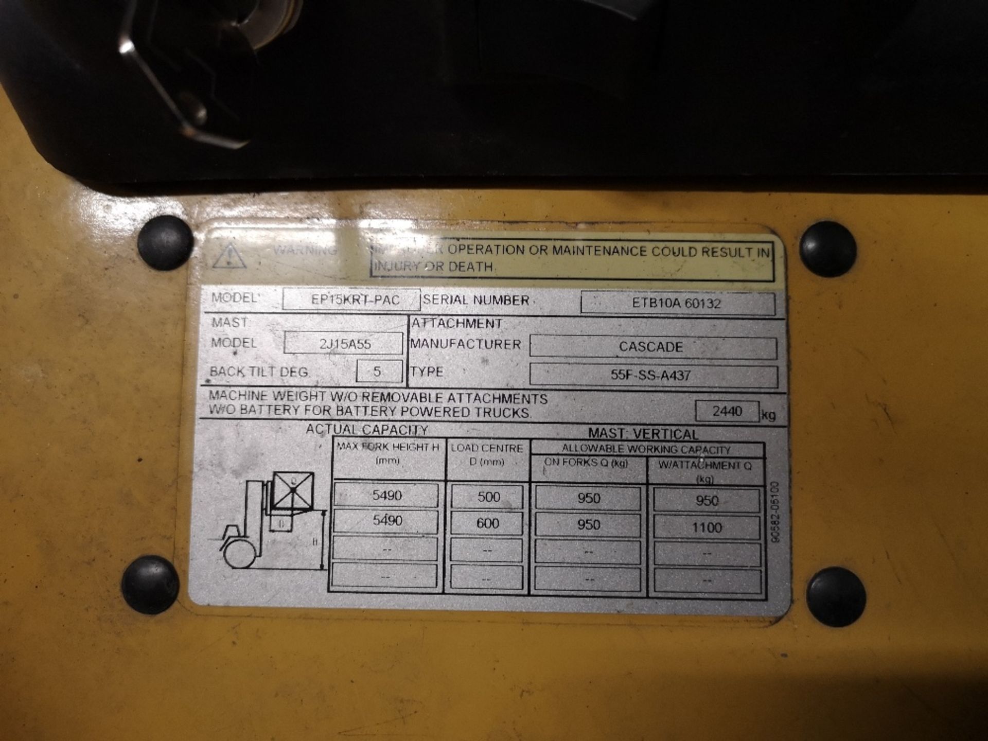 Caterpillar EP15 electric forklift with RD165 Charger - Image 5 of 10