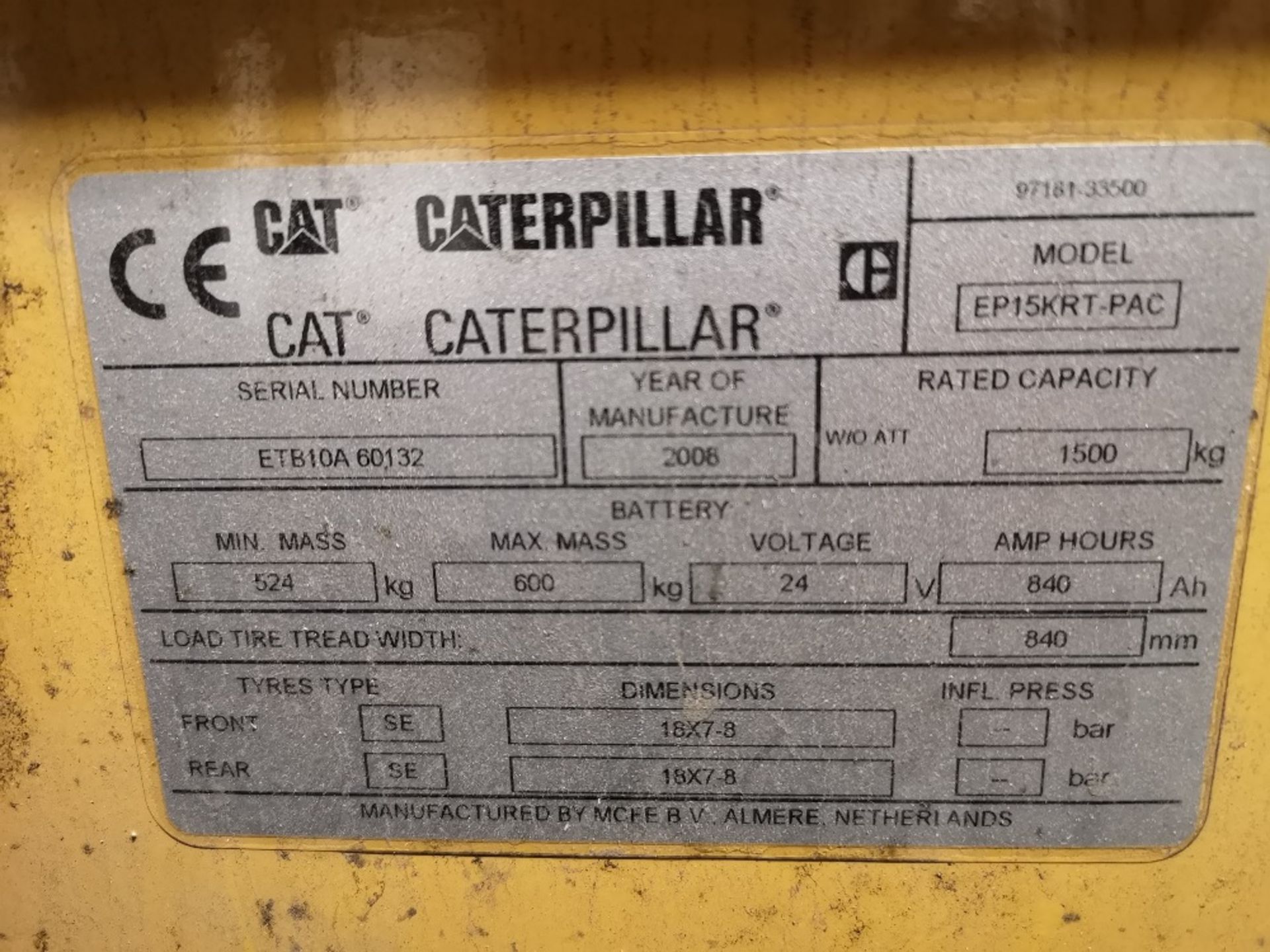 Caterpillar EP15 electric forklift with RD165 Charger - Image 6 of 10