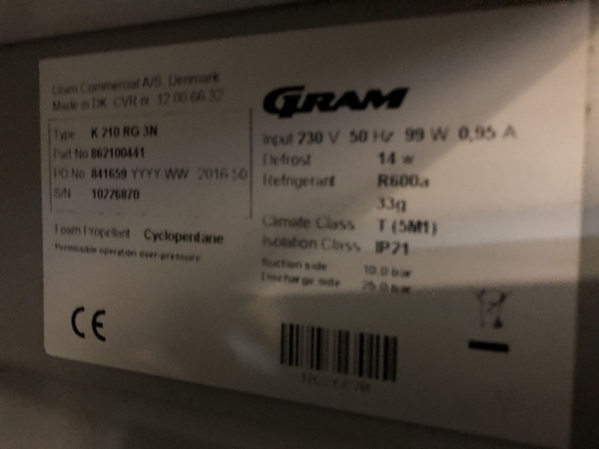 Gram F210 RG 3N Compact Single Door 125Ltr Stainless Steel Undercounter Freezer - Image 3 of 3