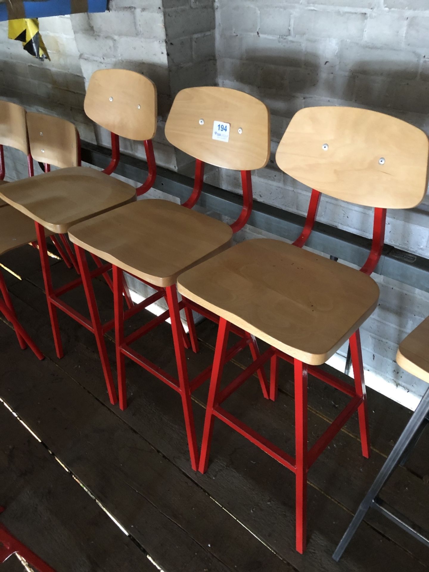 (3) Maple / Steel Framed High Back Stools - Image 2 of 2