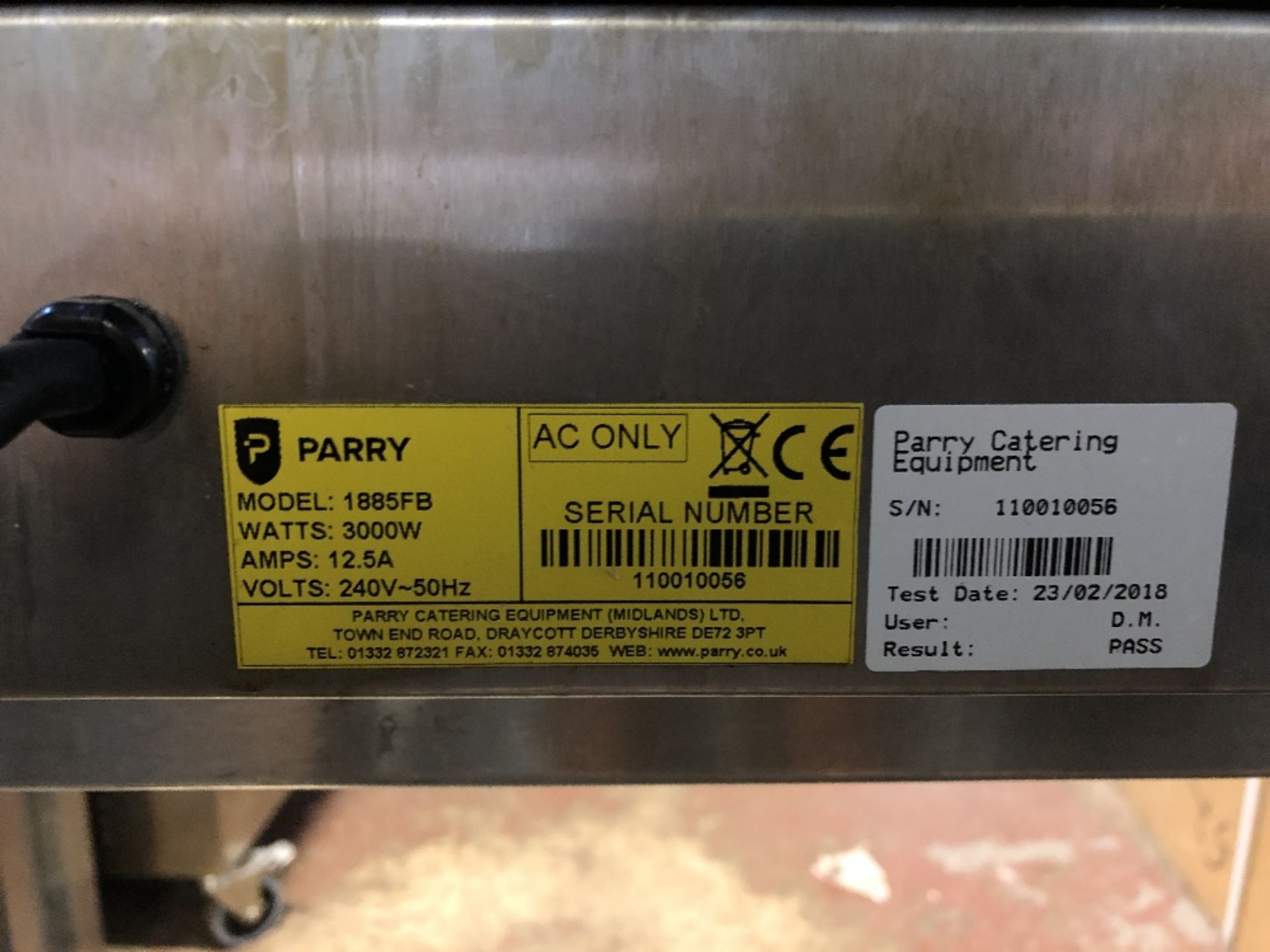 Parry 1885FB Stainless Steel Wet Heat Electric Gastronorm Bain Marie - Image 3 of 3