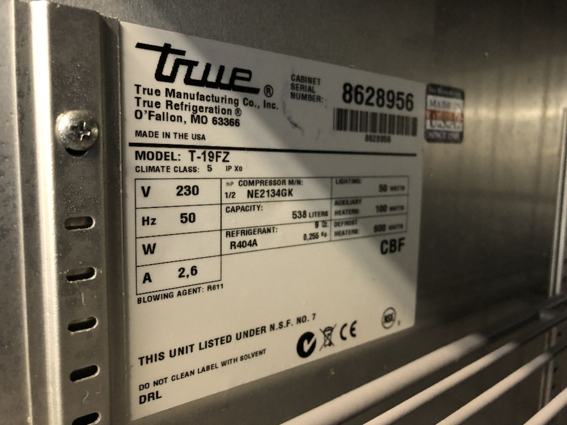 True T19FZ Upright Commercial Stainless Steel Freezer - Image 3 of 3