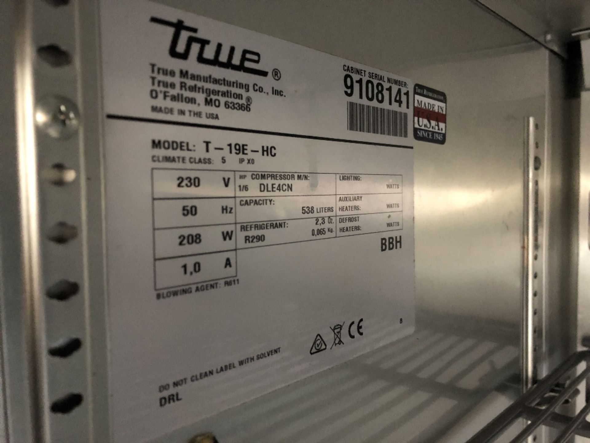 True Refrigeration T-19E-HC Upright Commercial Stainless Steel Fridge - Image 3 of 4