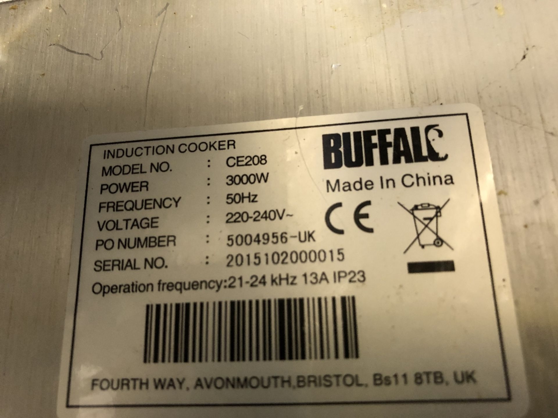 (3) Buffalo CE208 Single Zone 3kW Induction Hobs - Image 3 of 3