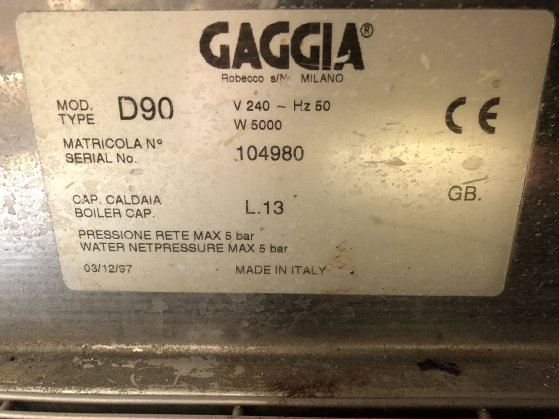 Gaggia D90 2 Group Commercial Coffee Machine - Image 3 of 3