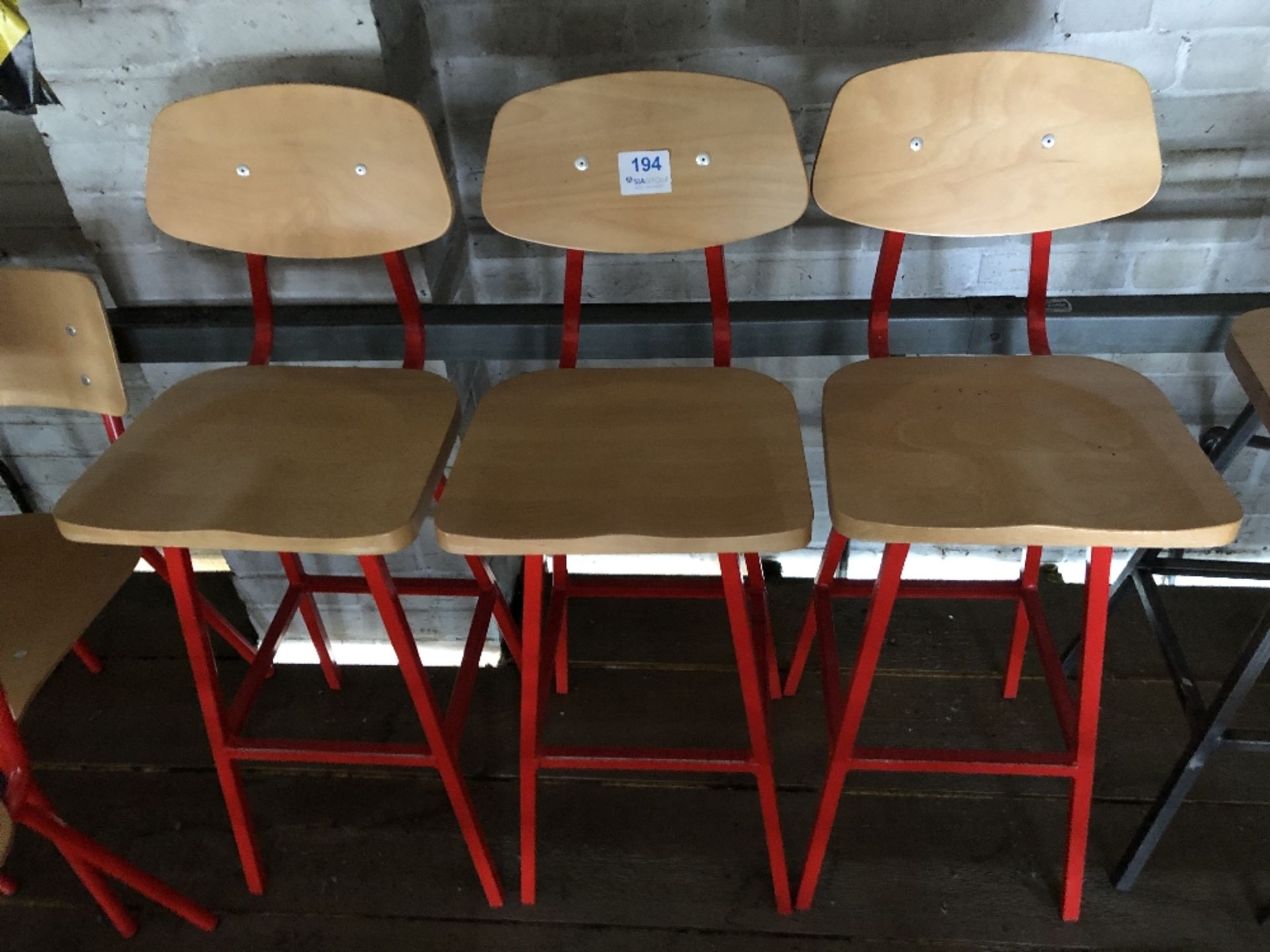 (3) Maple / Steel Framed High Back Stools