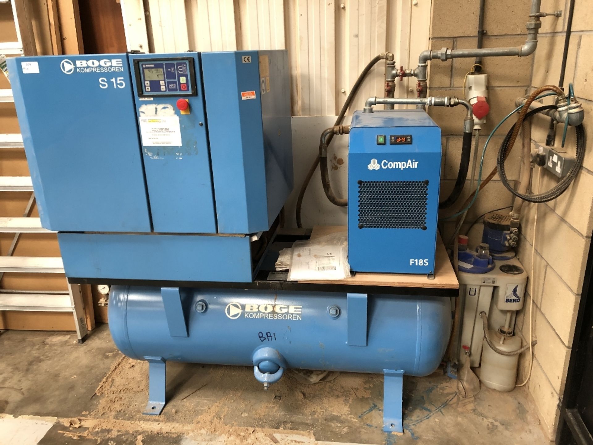 Boge S15 Screw Compressor With Dryer, Air Receiver & Oil Water Separator