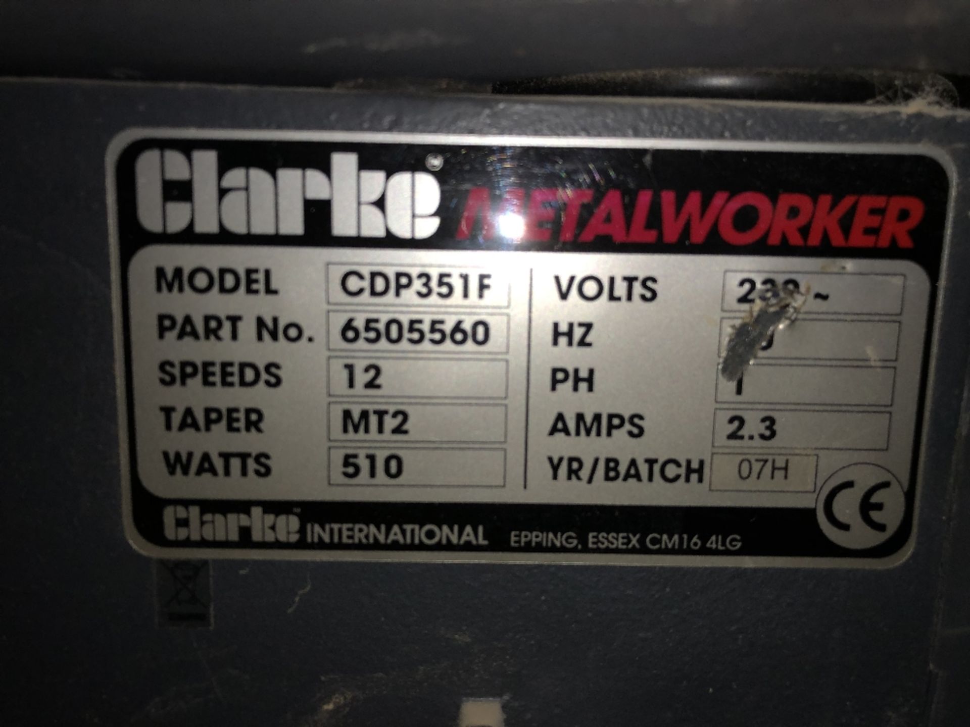 Clarke CDP351F Single Phase Pillar Drill - Image 5 of 5