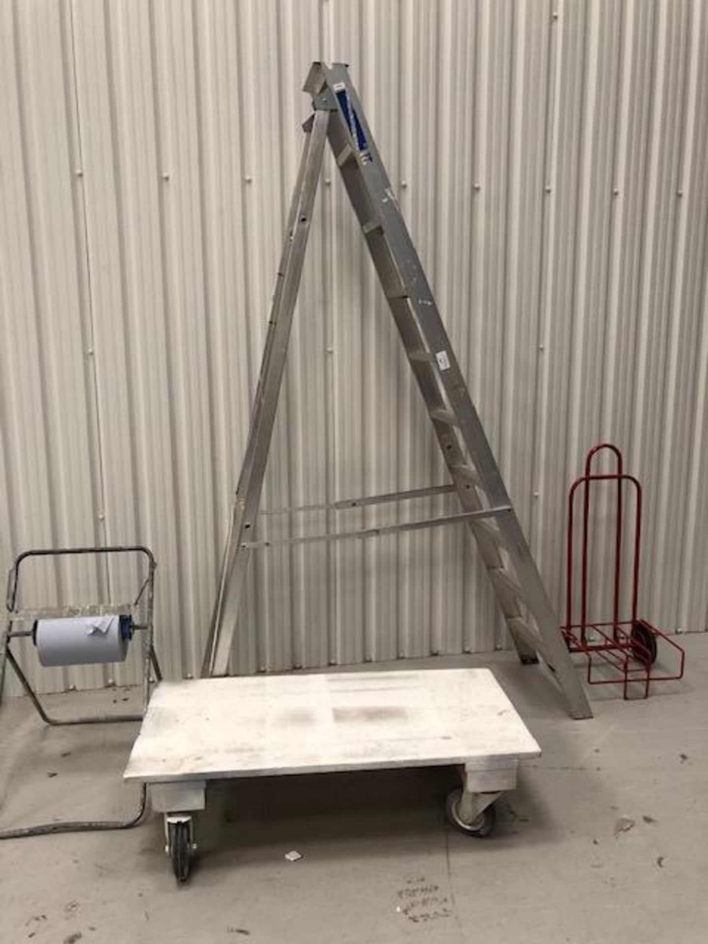 Ten Tread Steel Step Ladder, Platform Skate, Sack Truck and Tork Material Handler