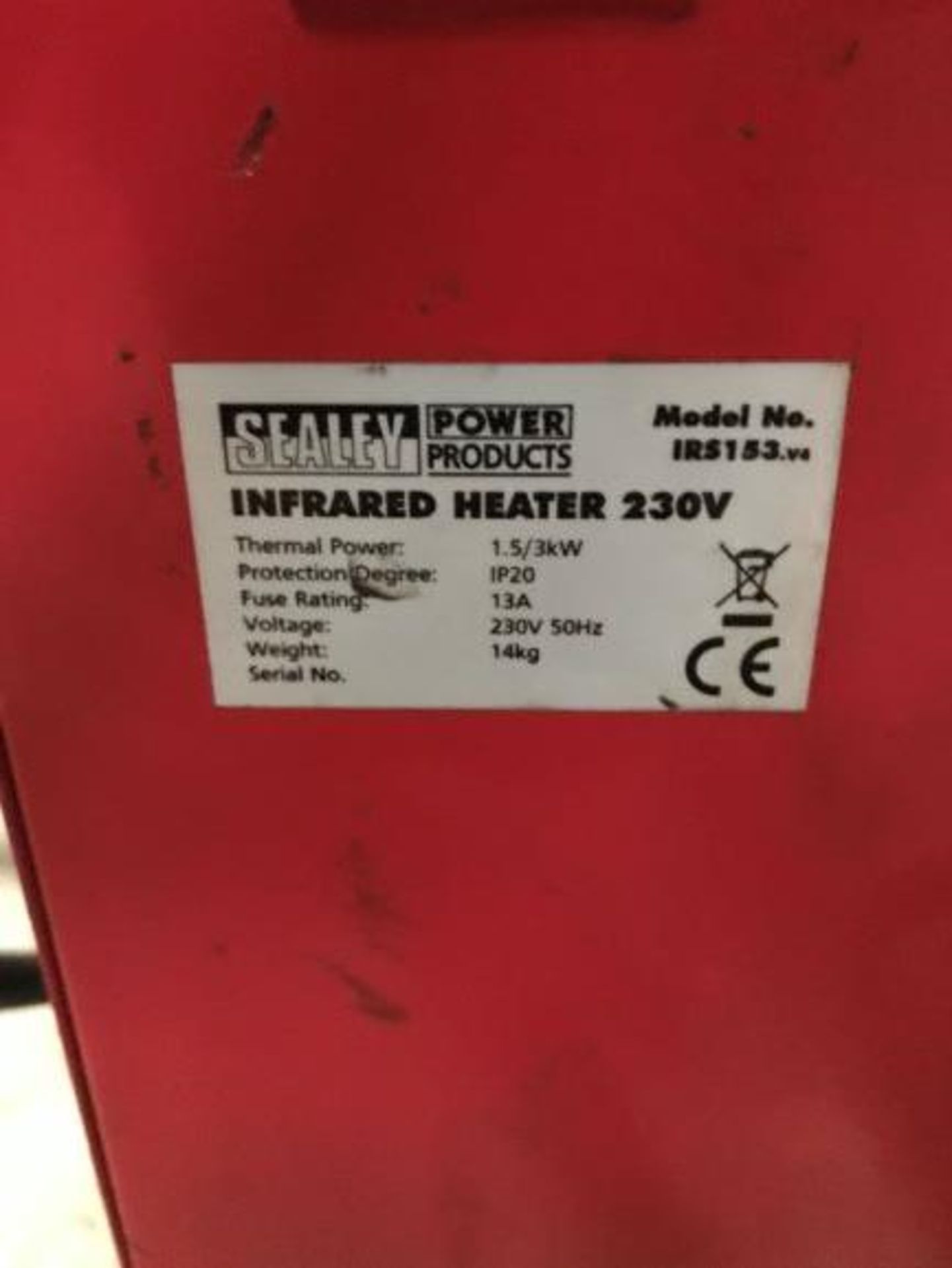 2 x Sealey Infrared Heater 230v - Image 5 of 5