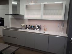 Single Bay Light Grey Kitchen with Carrara Stone Worktop & Appliances