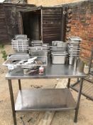 Quantity of Stainless Steel Gastronorm Containers and Assorted Kitchenware Utensils