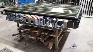 Steel framed fabricating workbench with shelf under & fabric finish