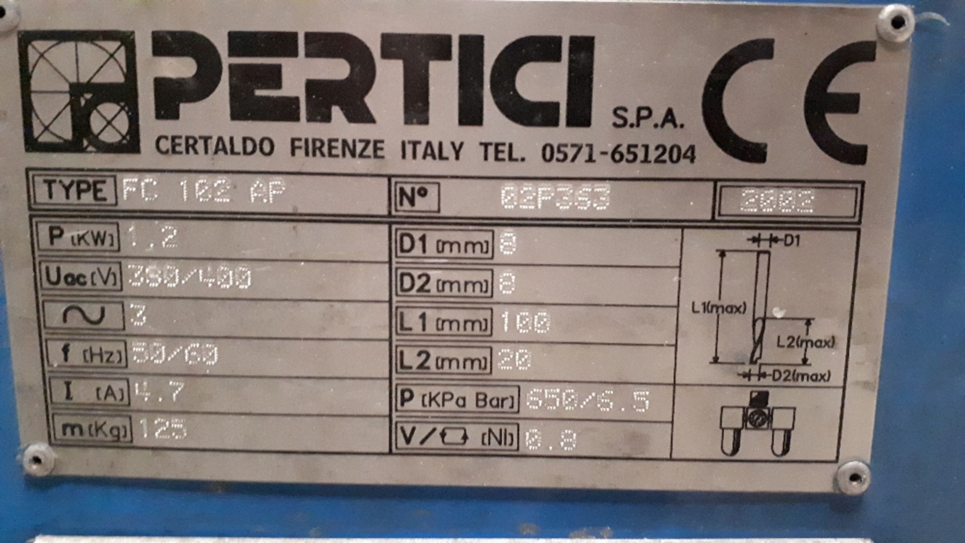 Pertici FC102AP routerSerial no. 02P363Date of manufacture: 2002 - Image 3 of 5